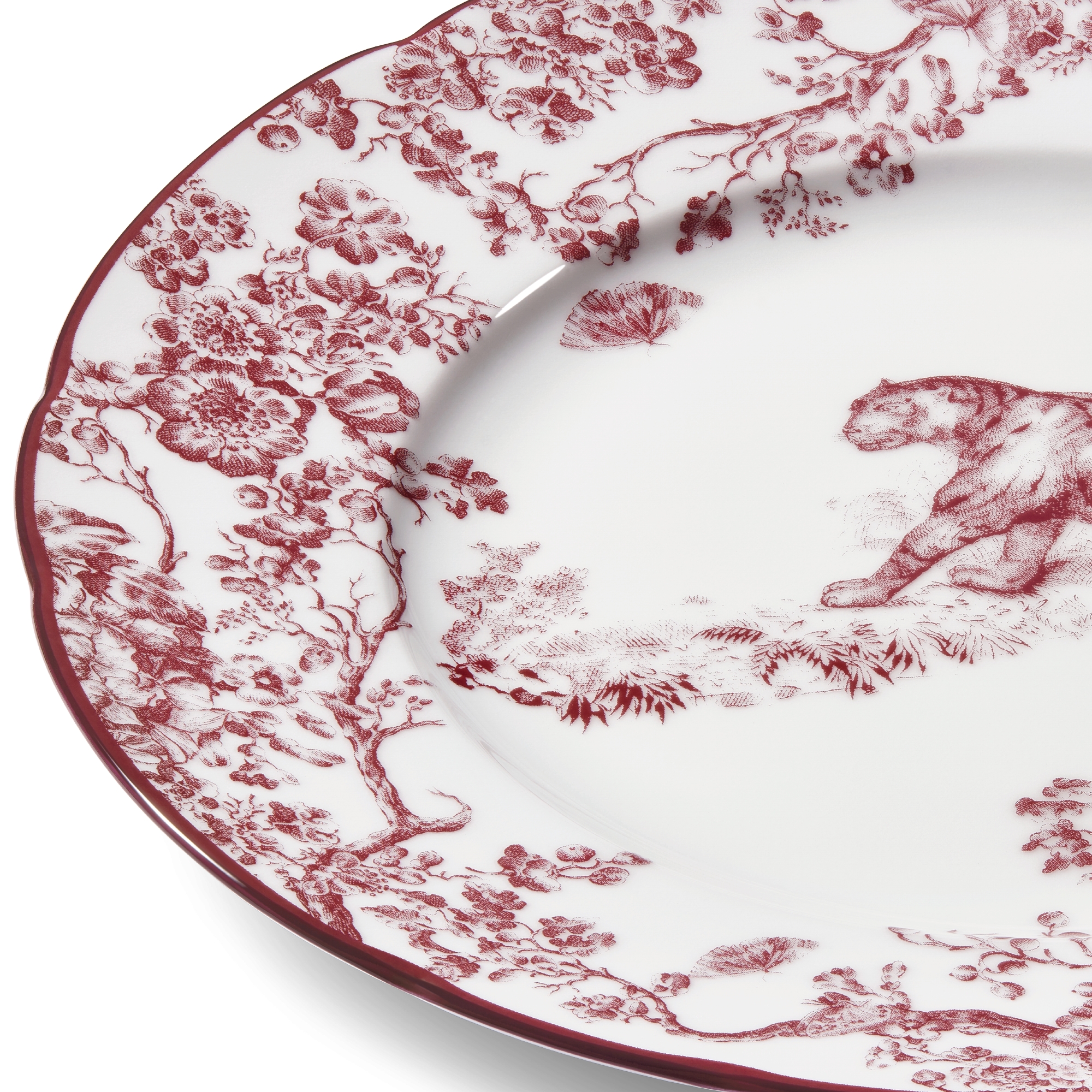 Dessertteller Toile de Jouy Tiger in Bordeaux E09