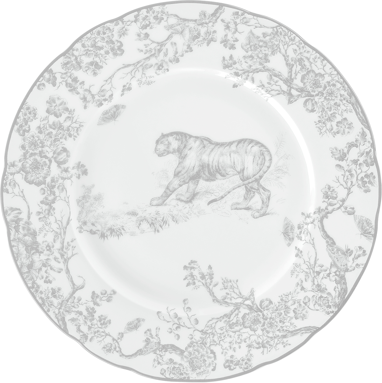 Dessert Plate Gray Toile de Jouy Tiger