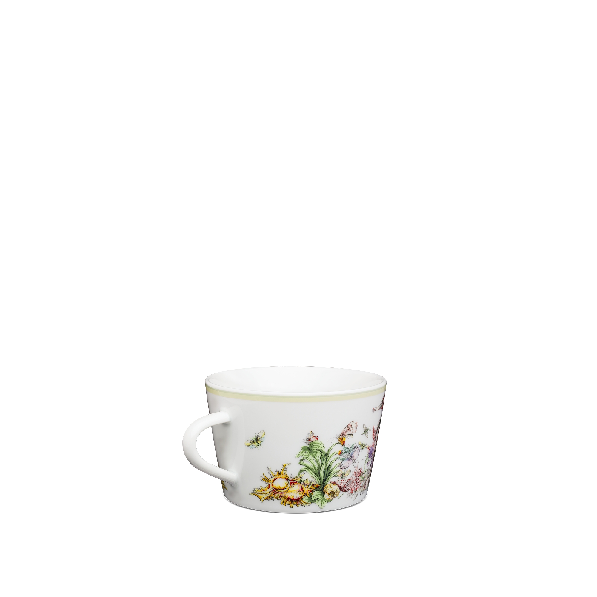 Teacup White Limoges Porcelain with Multicolor Dior Cabinet de la Mer Motif E05