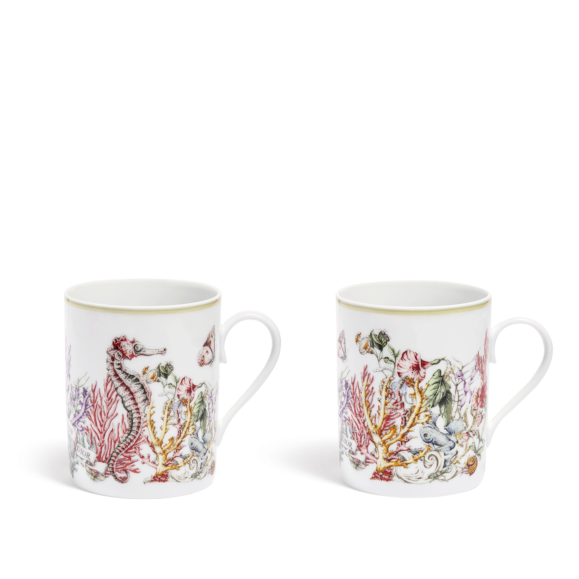Coffret De 2 Mugs Porcelaine De Limoges Blanche Motif Dior Cabinet De 