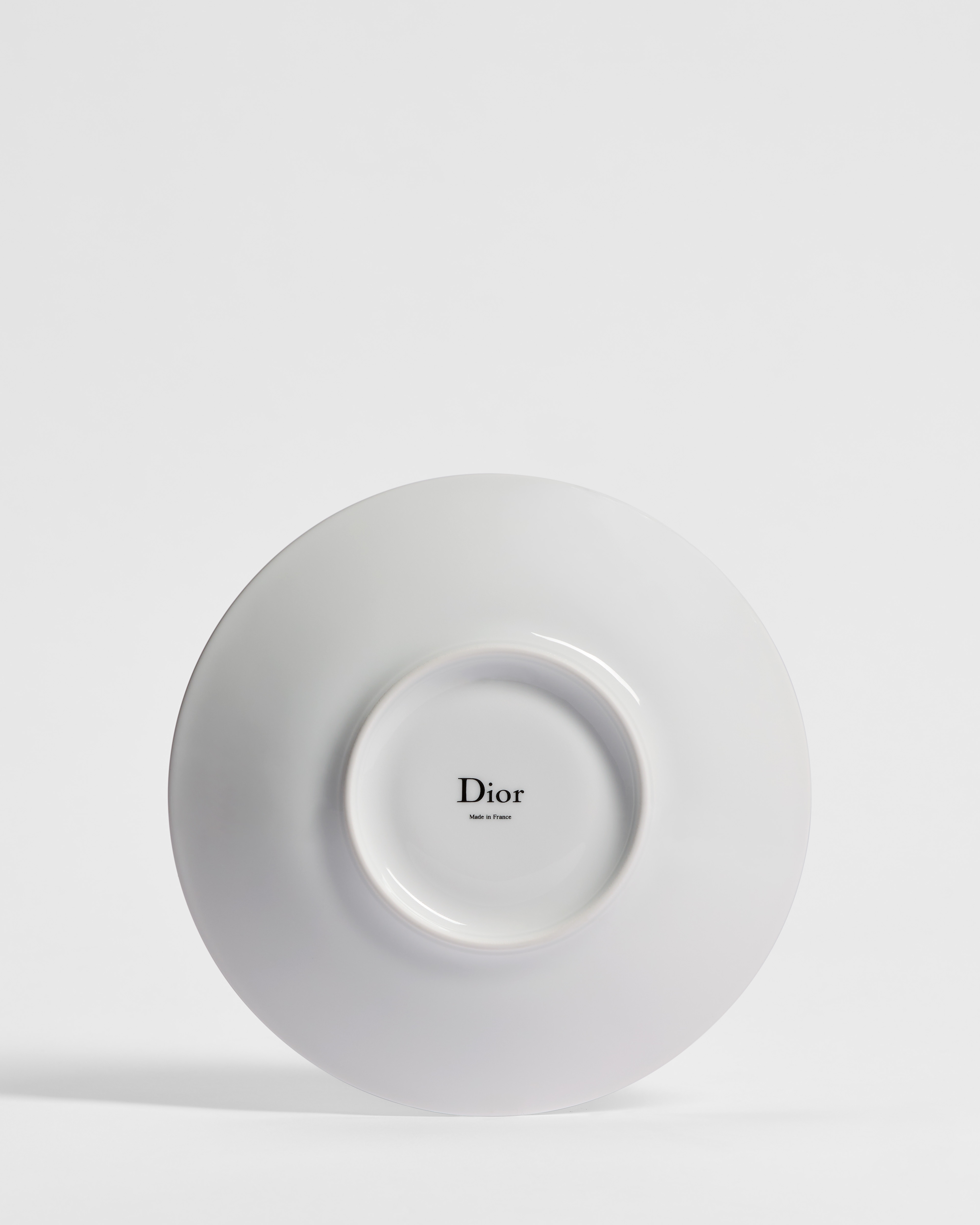 Teacup and Saucer White Limoges Porcelain with Multicolor Dior Colibri Motif E08