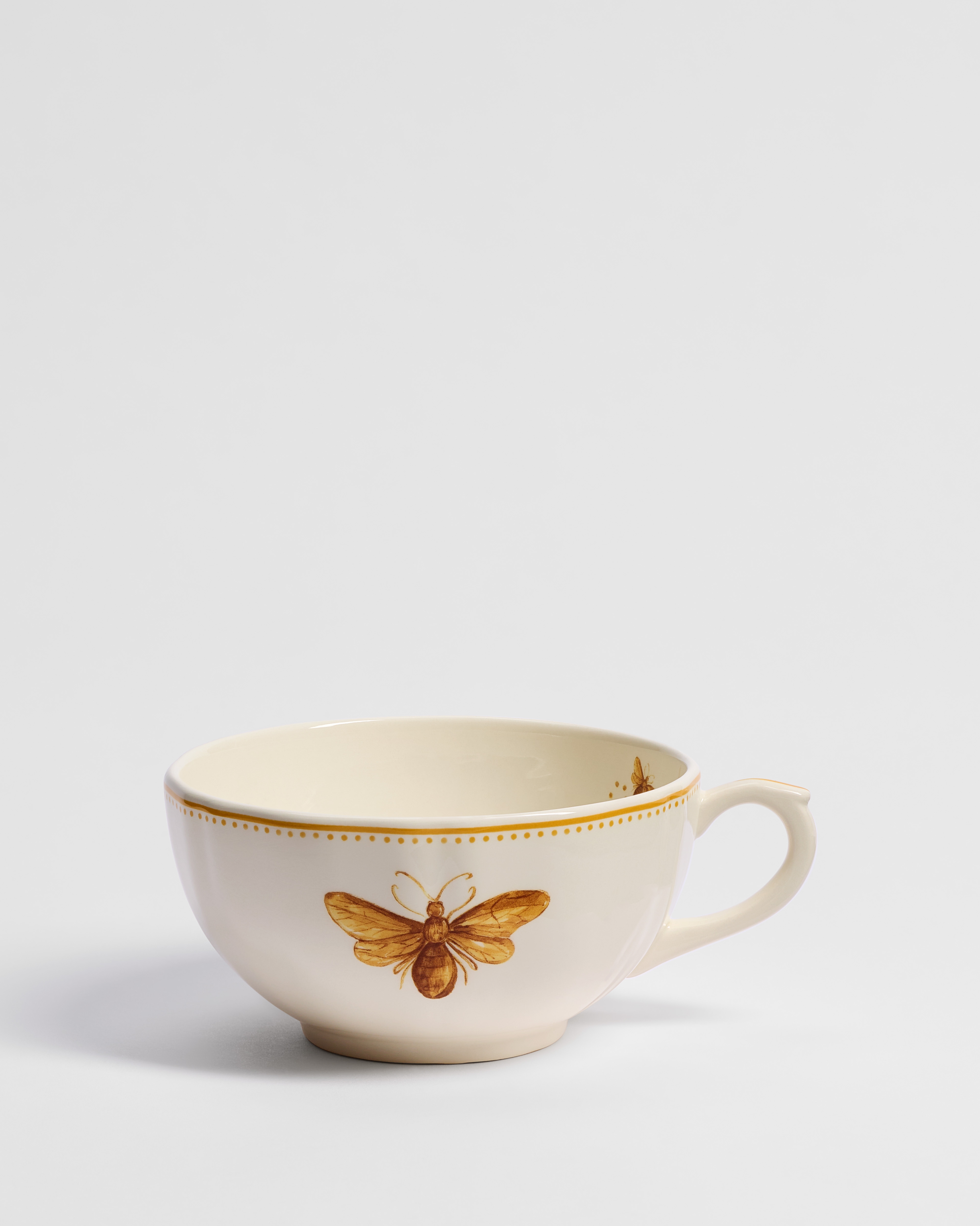 Taza de desayuno Cerámica en color crudo y amarillo con motivo de abeja E01