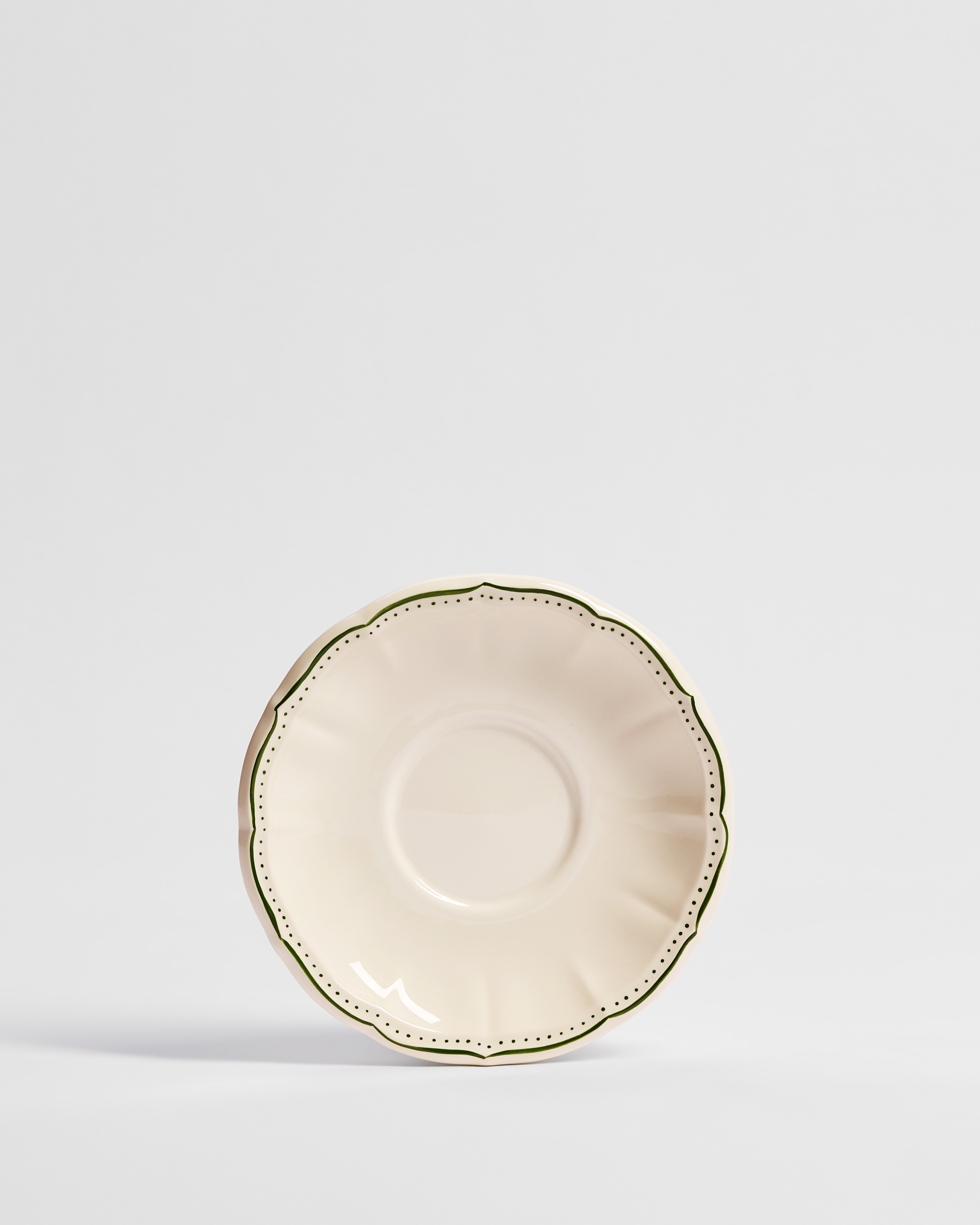 Plato para taza de desayuno Cerámica color crudo y verde E01