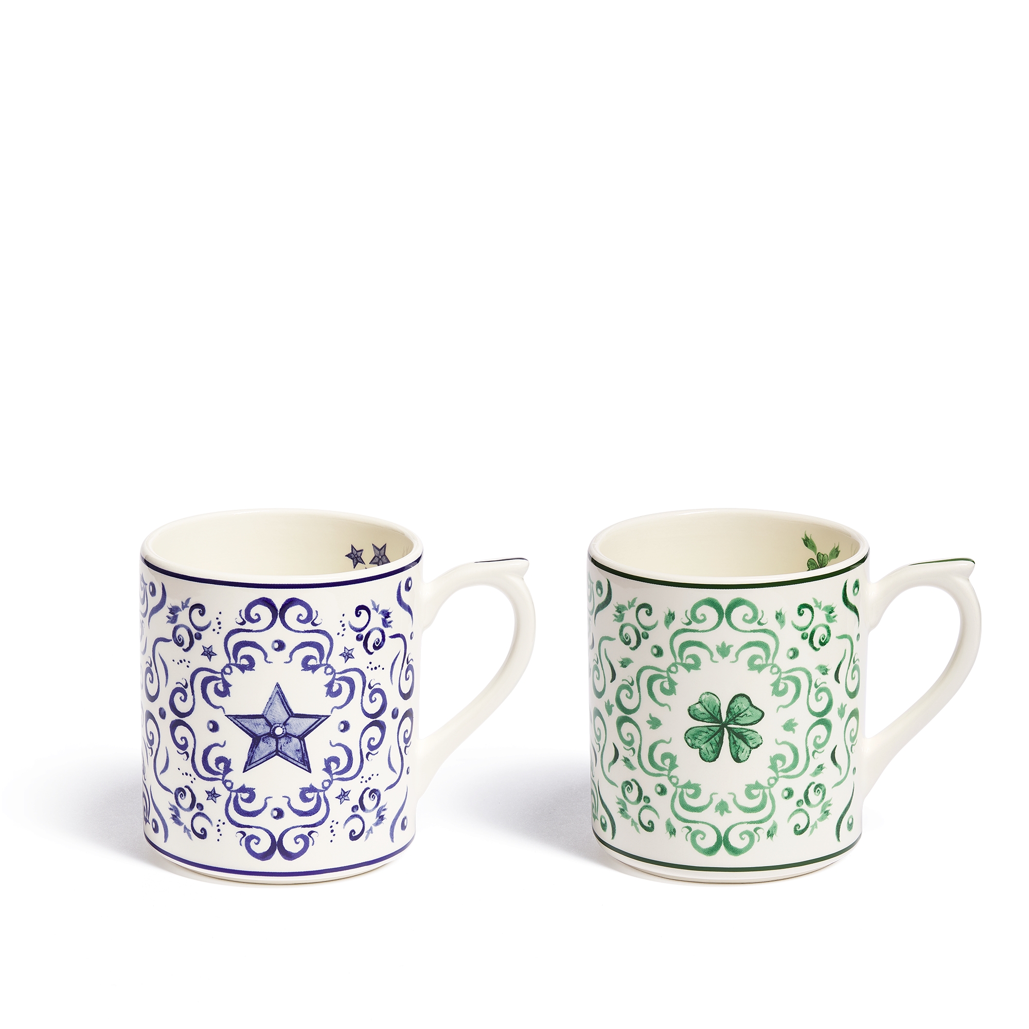Set of Two Mugs, Clover and Star