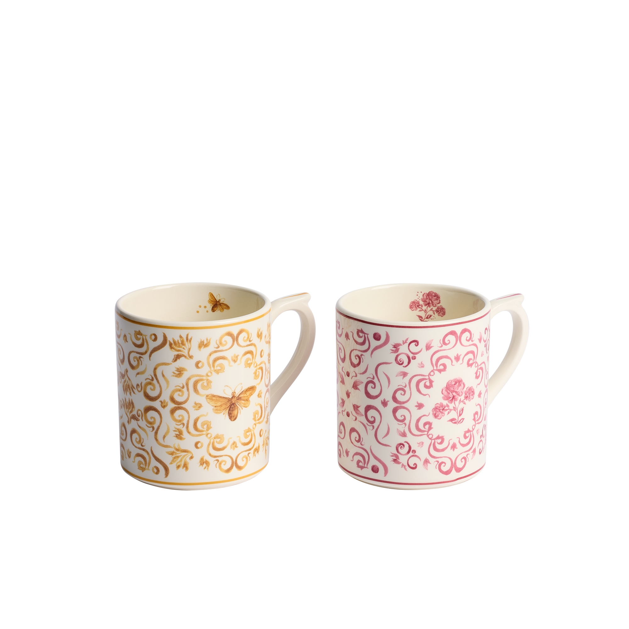 Set of Two Mugs Ceramic with Bee and Rose Motifs | DIOR US