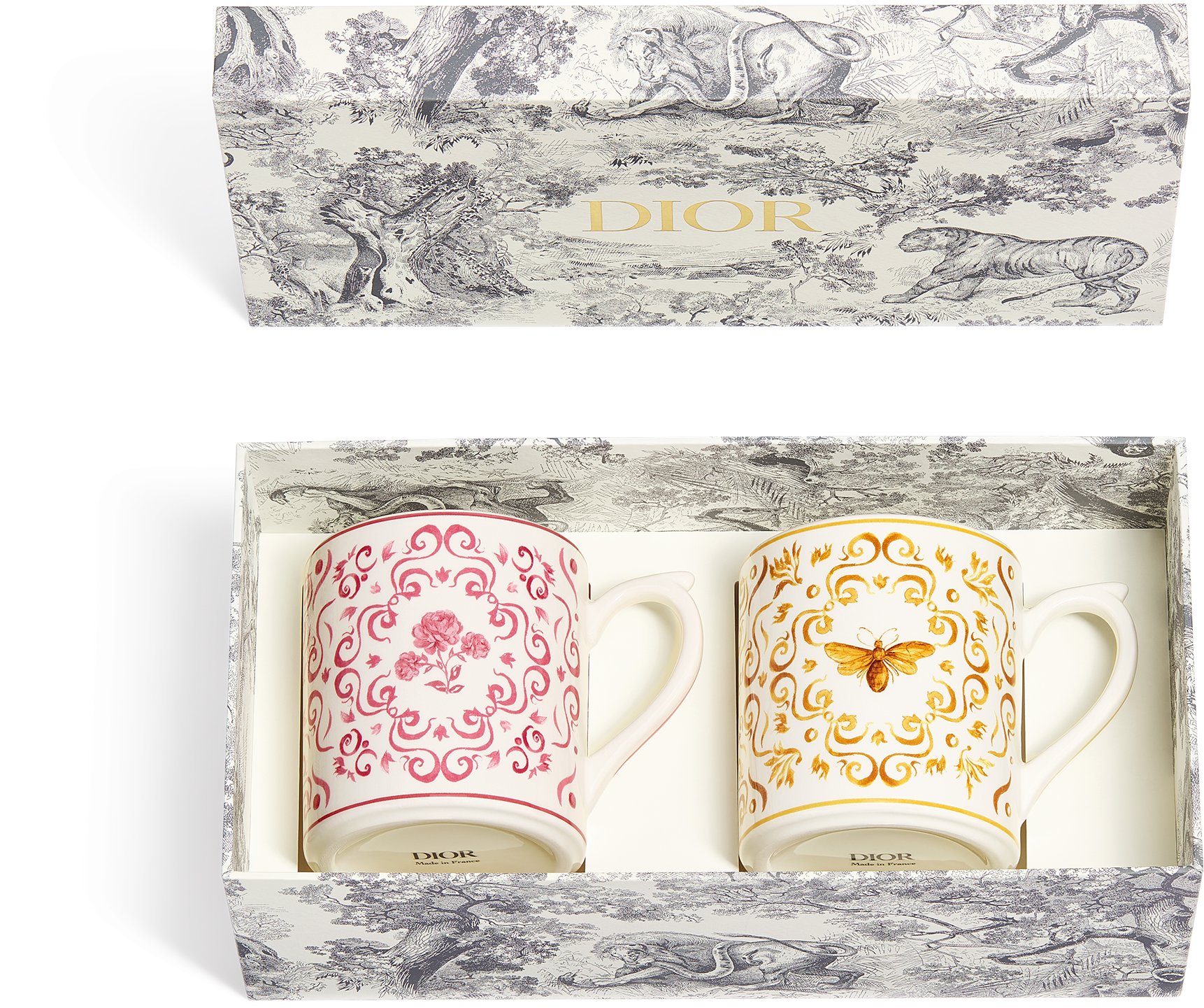 Coffret de 2 mugs abeille et rose Vue de dessus