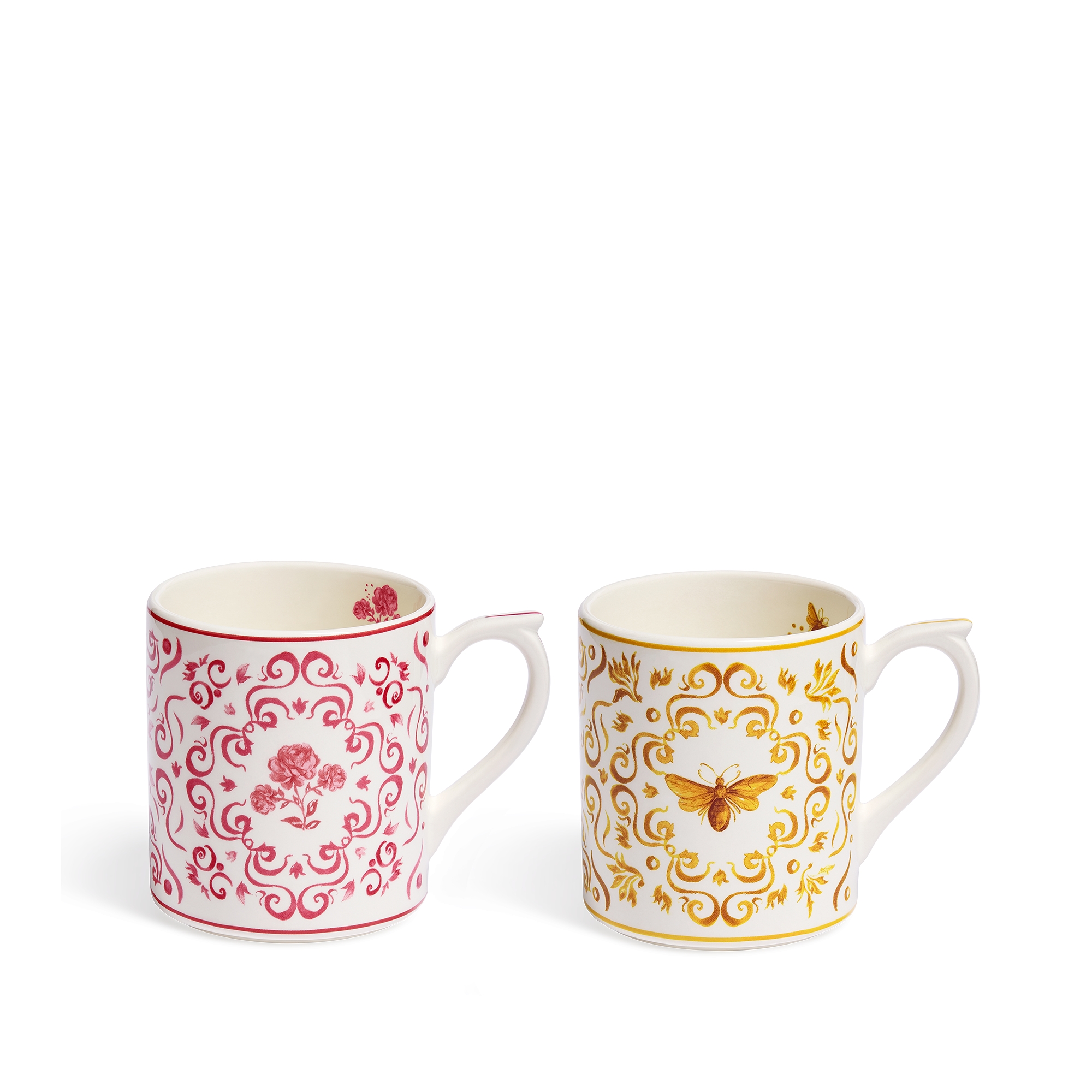 Set of Two Mugs, Bee and Rose
