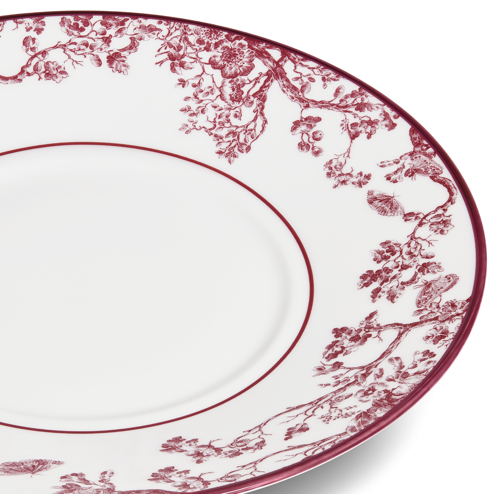 Ontbijtbordje Bordeauxrood Toile de Jouy-motief E09