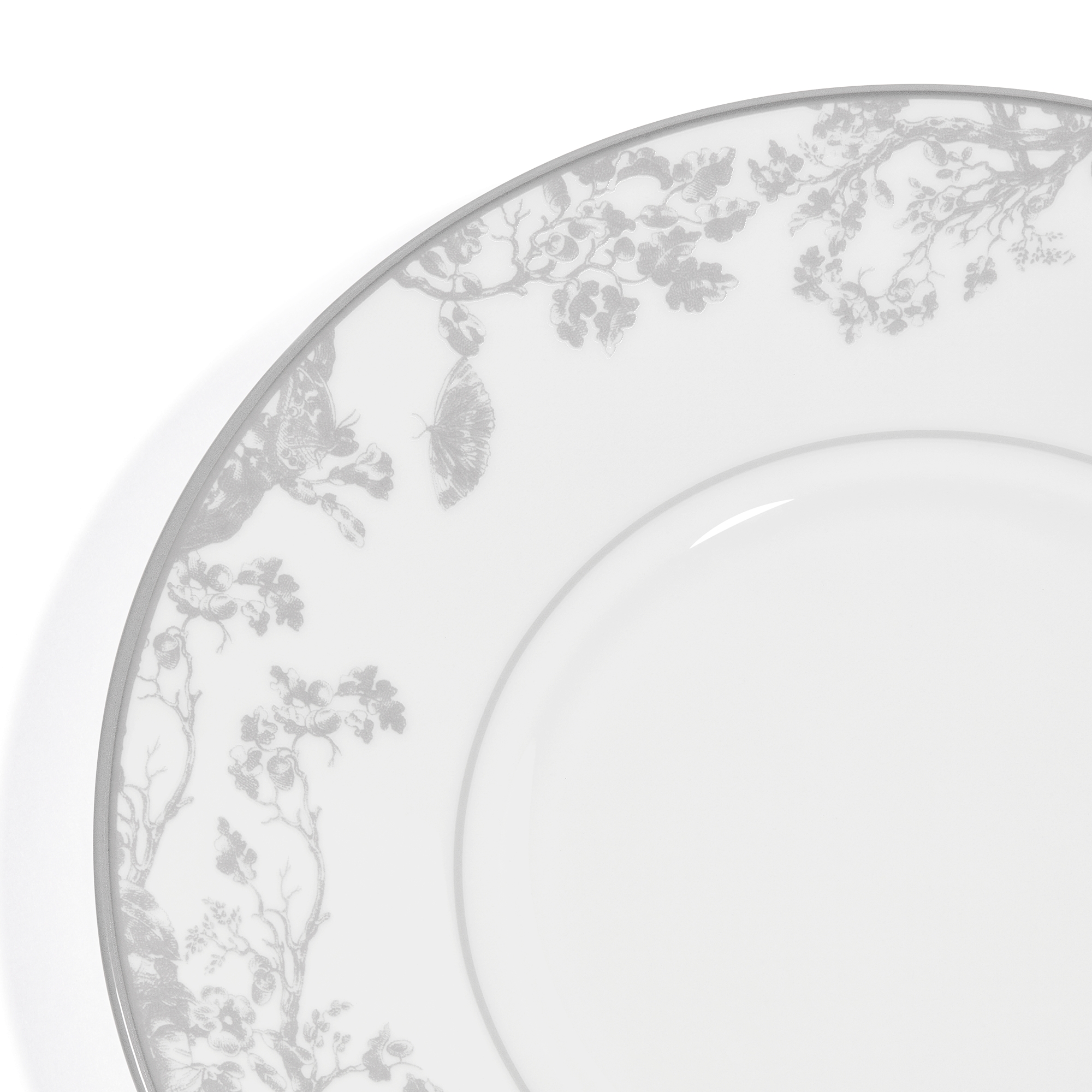 Ontbijtbordje Wit en grijs Toile de Jouy-motief E09