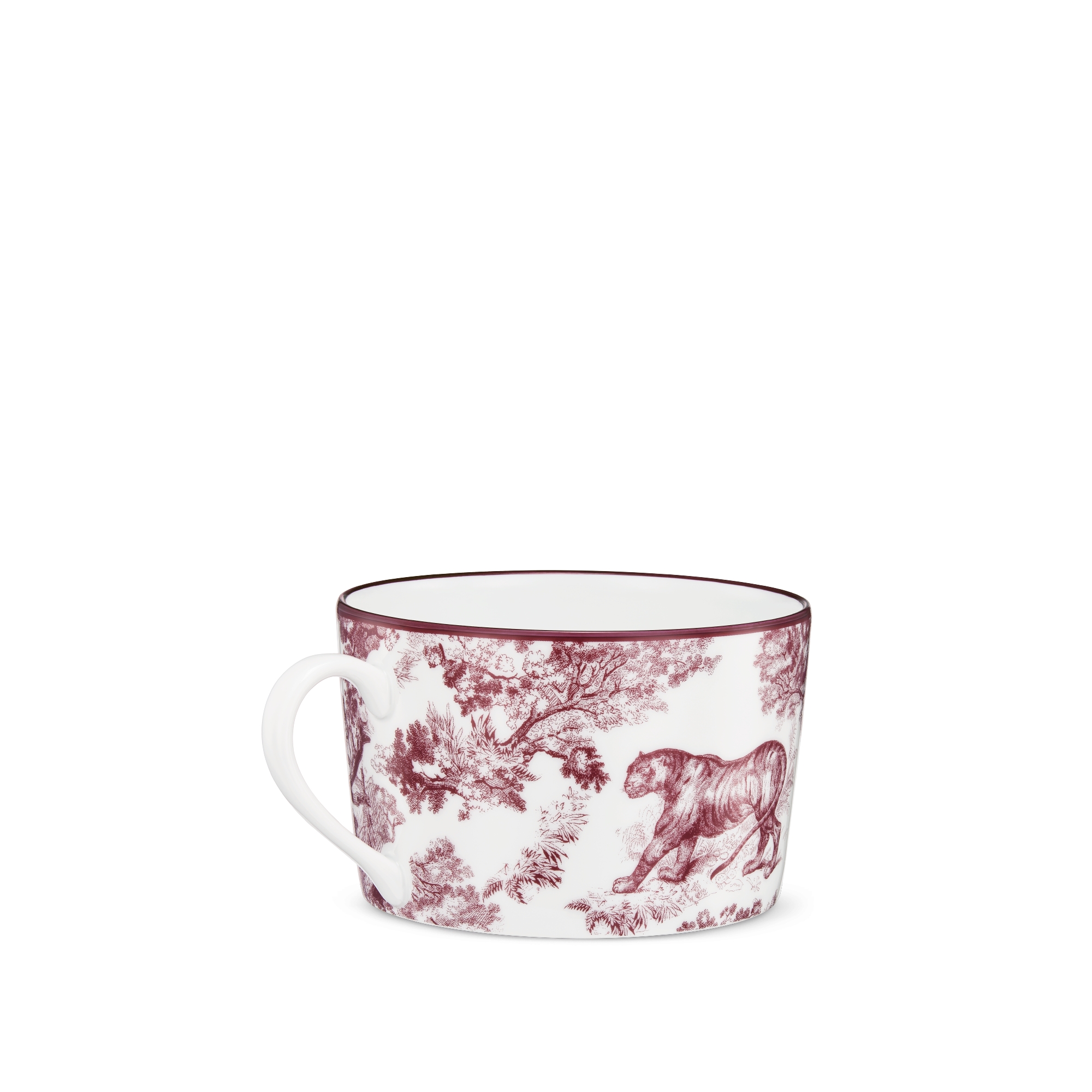 Breakfast Cup Burgundy Toile de Jouy Tiger E05