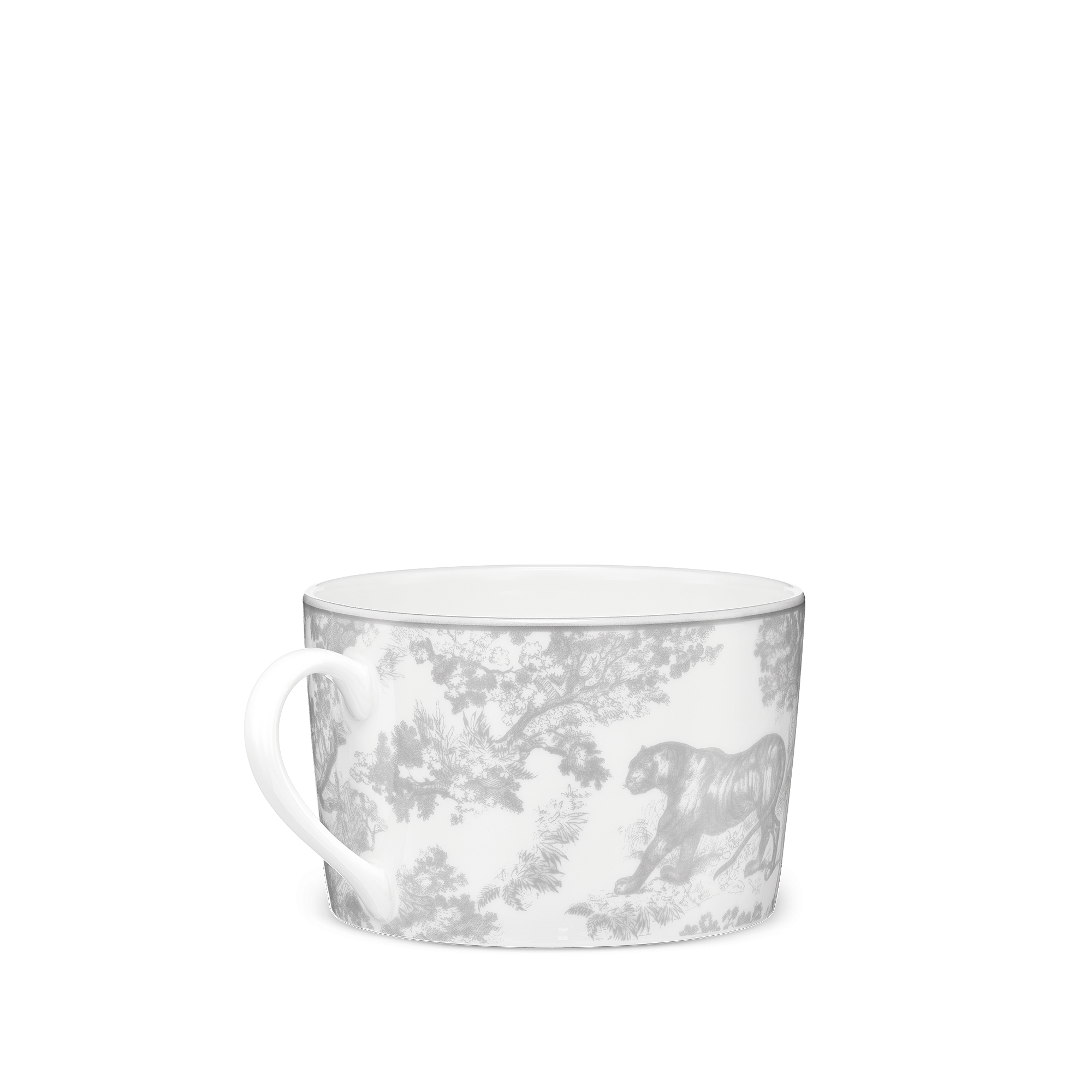 Breakfast Cup White and Gray Toile de Jouy E05