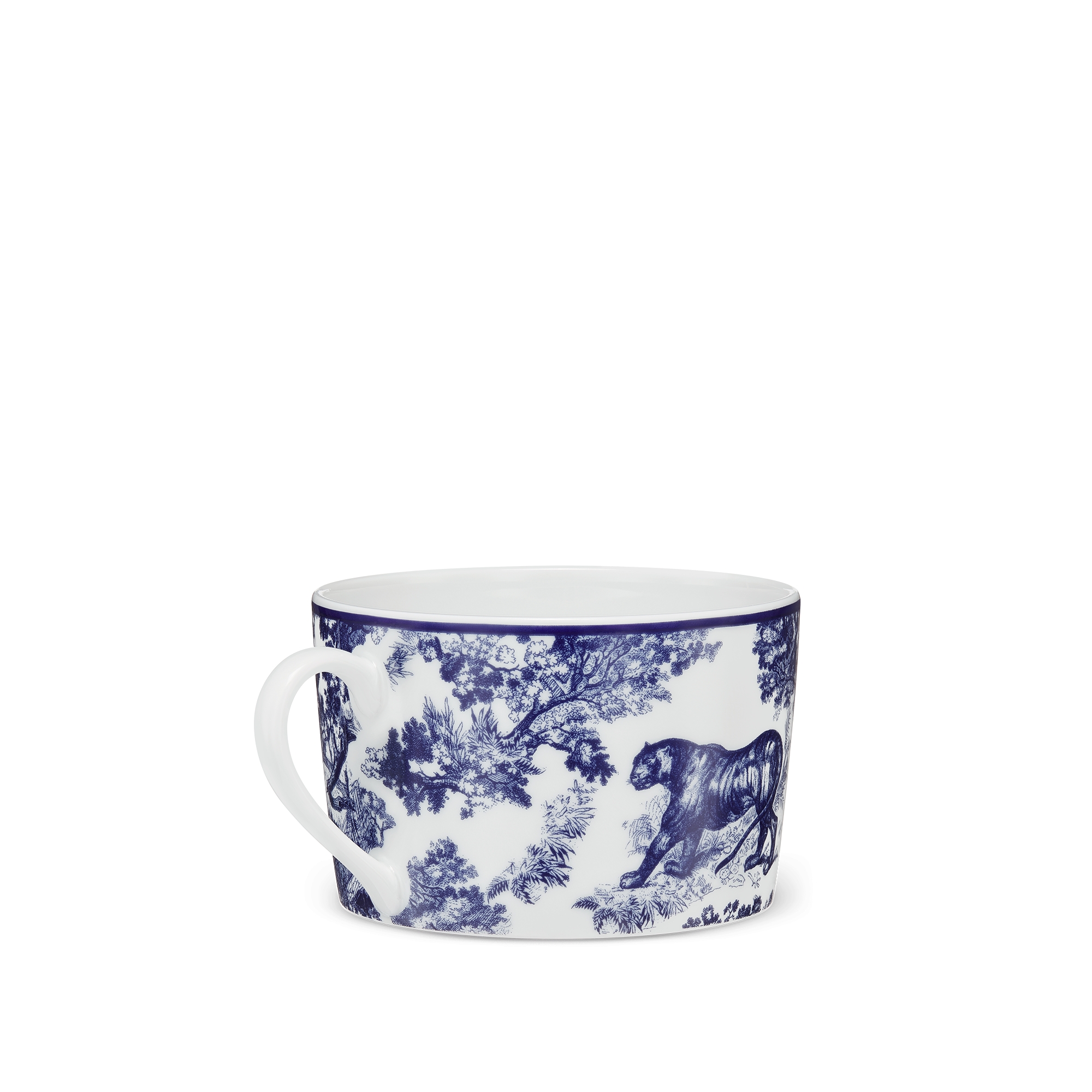 Breakfast Cup White and Blue Toile de Jouy E05