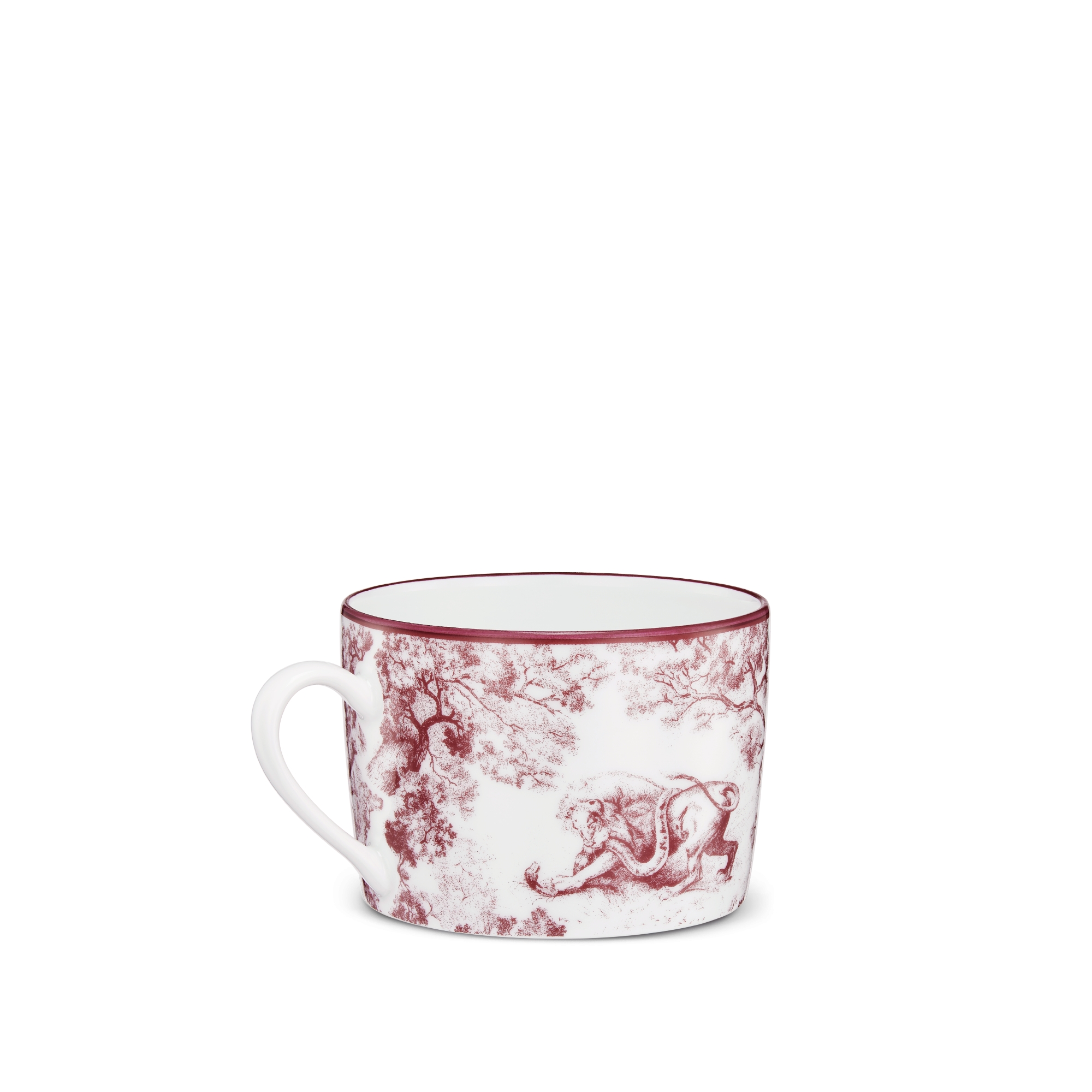 Teacup Burgundy Toile de Jouy Tiger E05