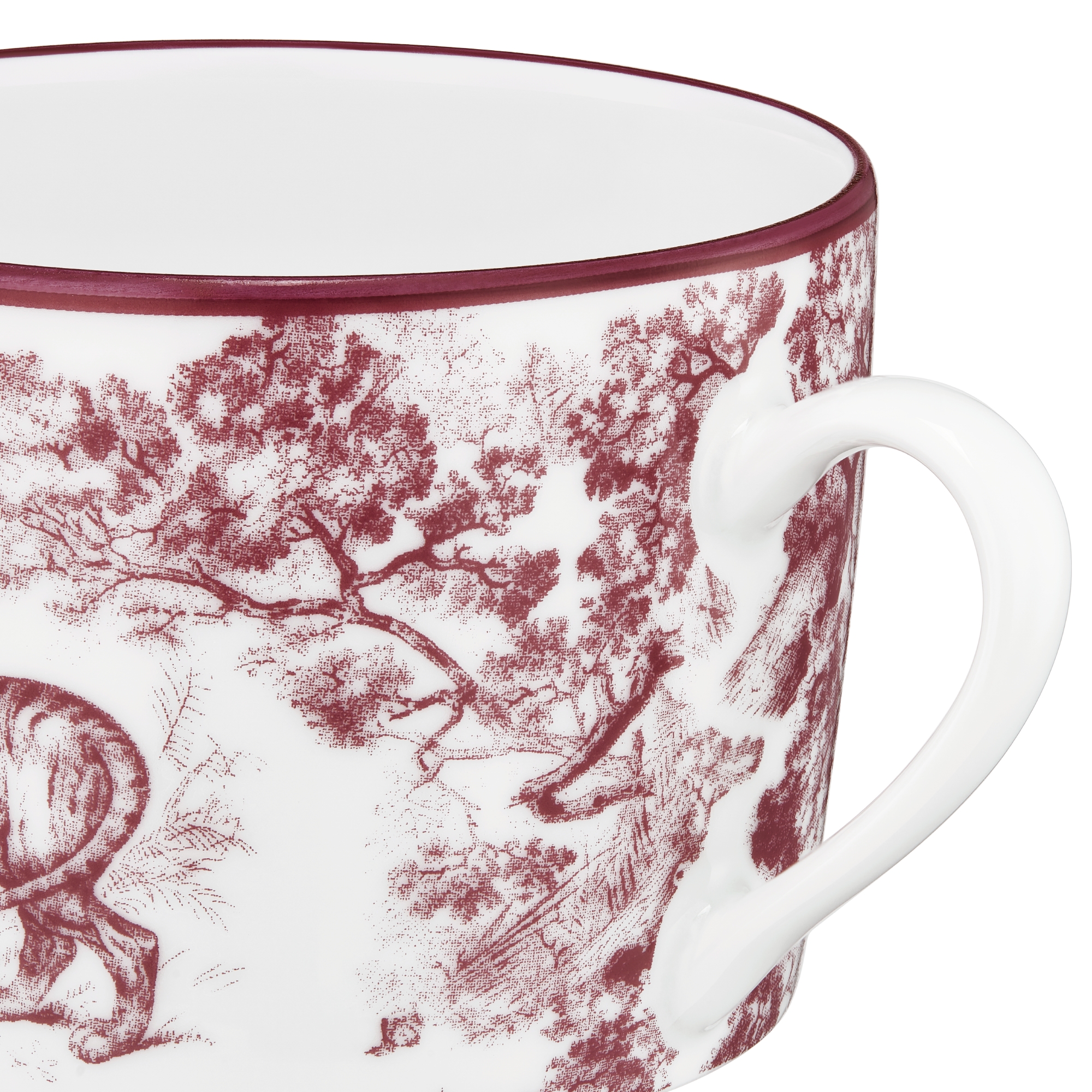 Teacup Burgundy Toile de Jouy Tiger E09