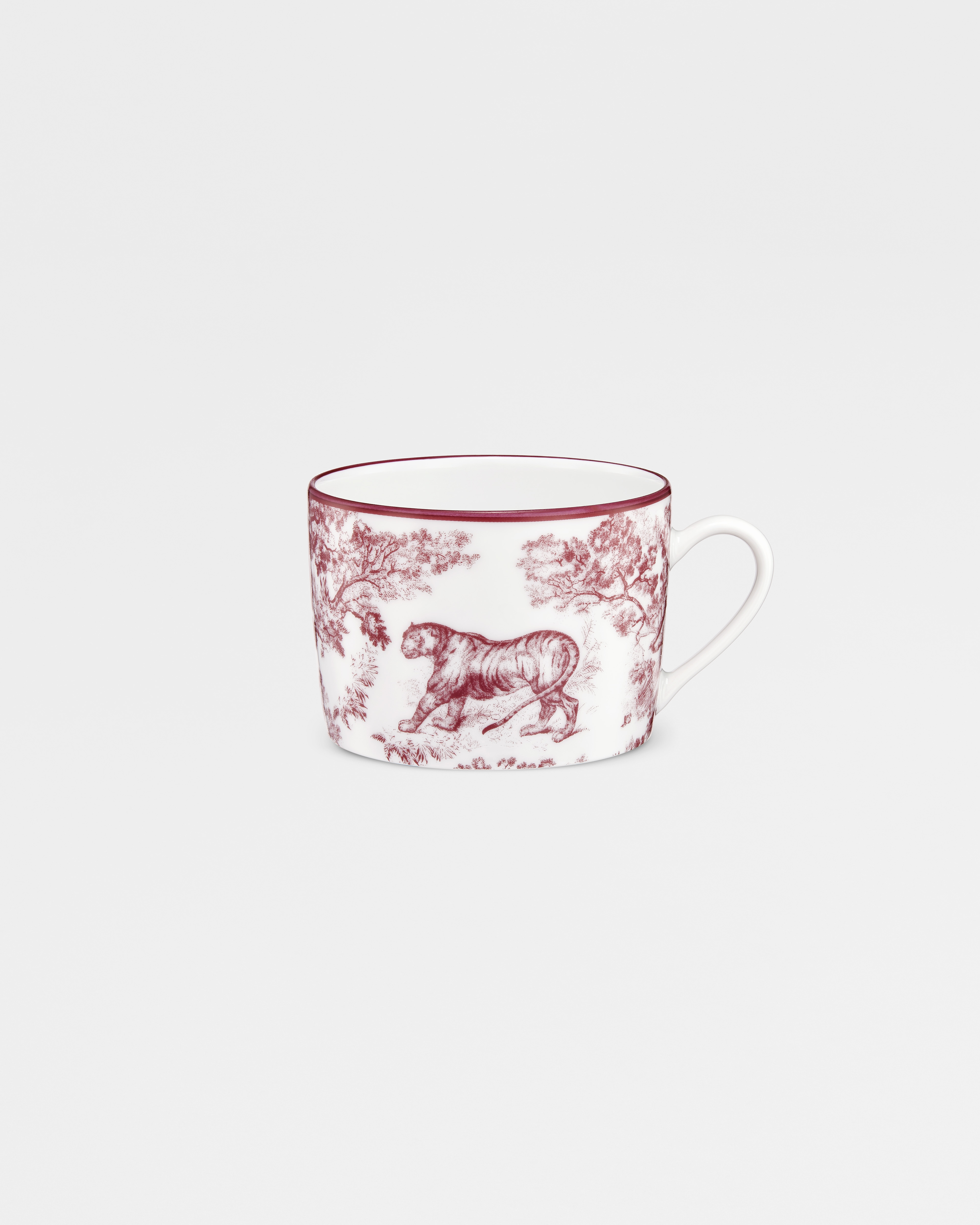 ถ้วยน้ำชา ลาย Toile de Jouy Tiger สีเบอร์กันดี E01