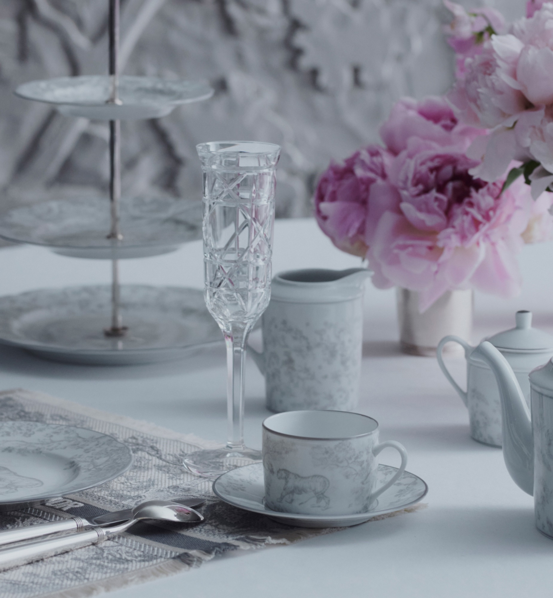 Tasse à thé Toile de Jouy, gris E14