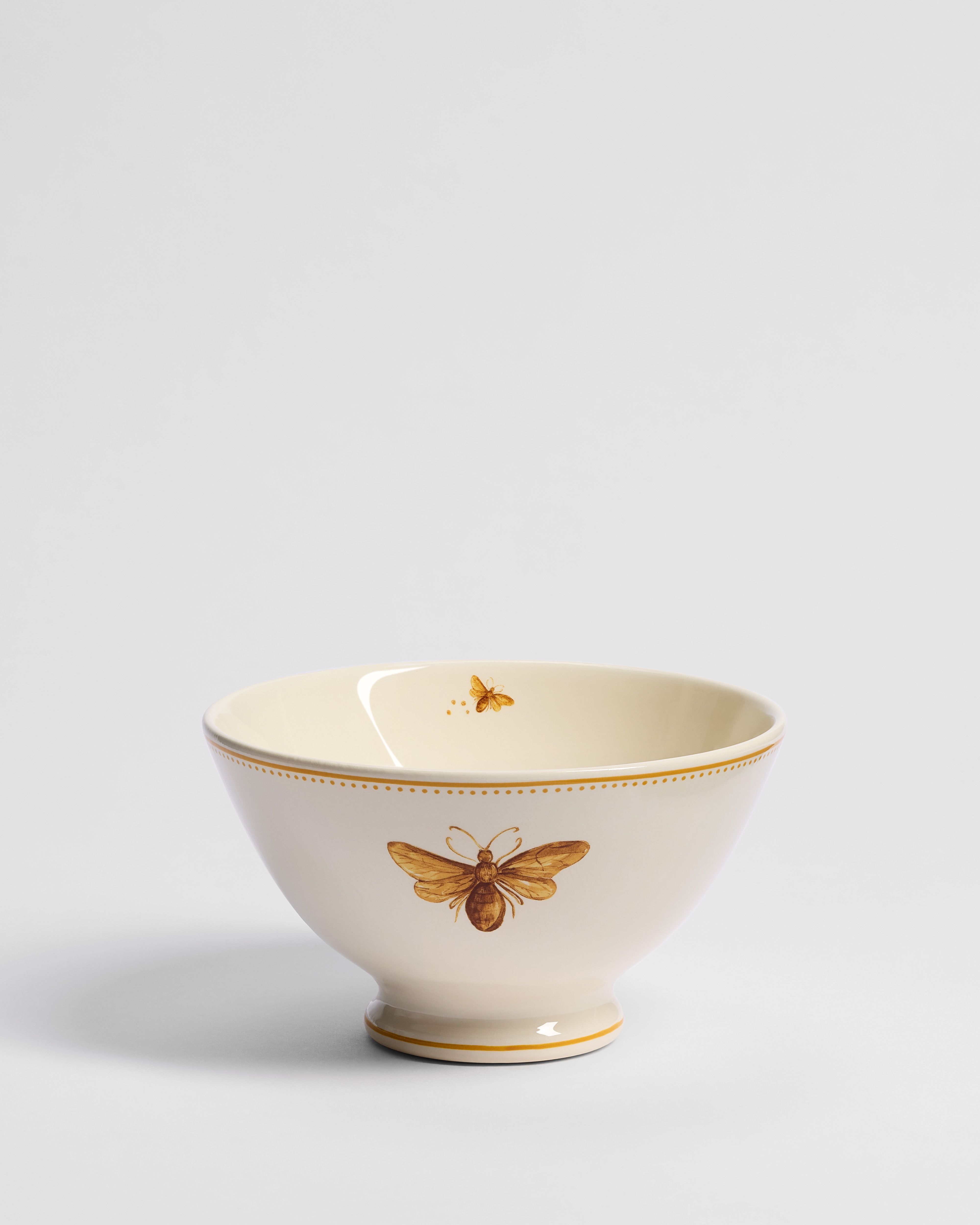Bowl Ecru and Yellow Earthenware with Bee Motif E01