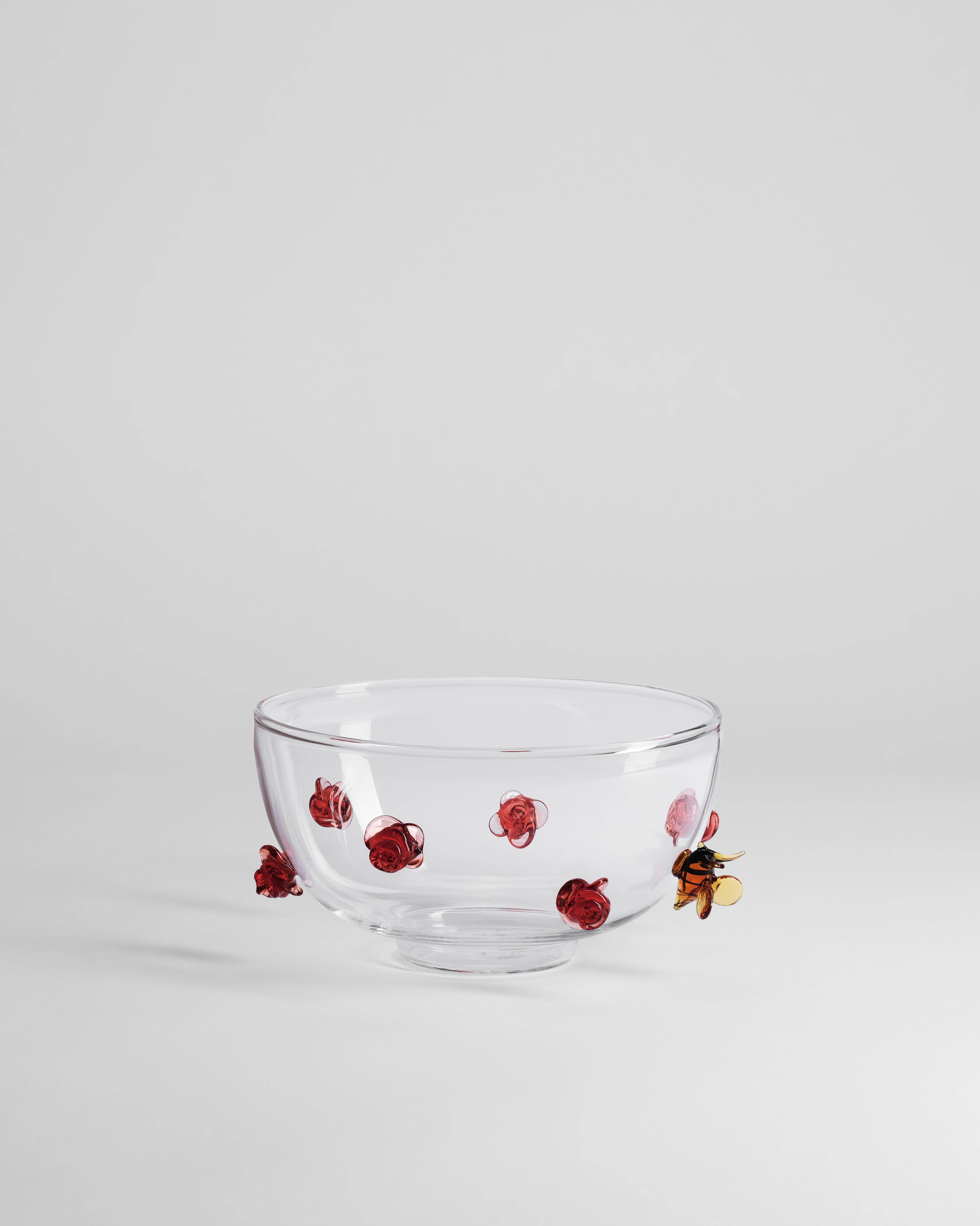 Cuenco Vidrio transparente con motivo Rose multicolor E01