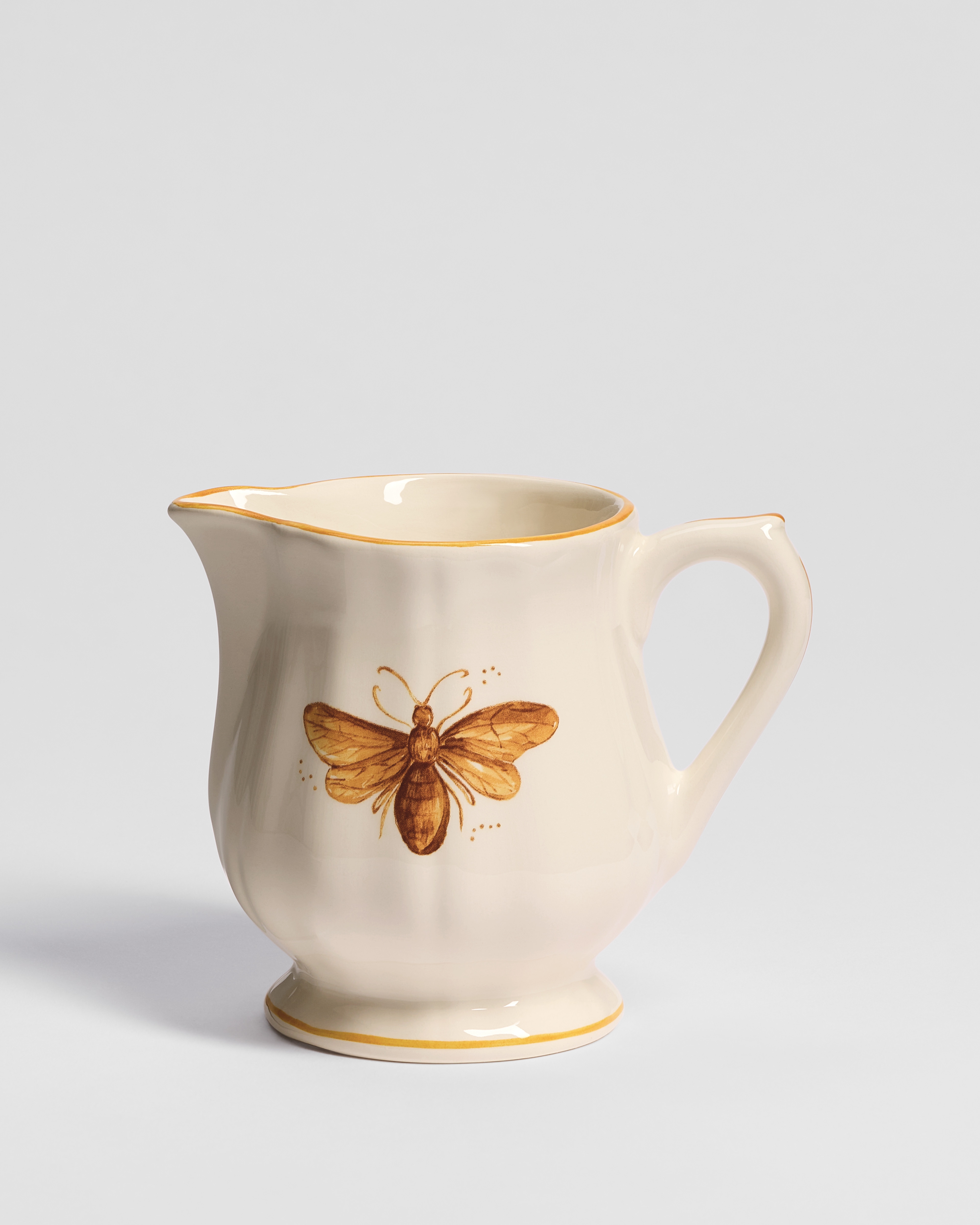 Creamer Ecru and Yellow Earthenware with Bee Motif E01