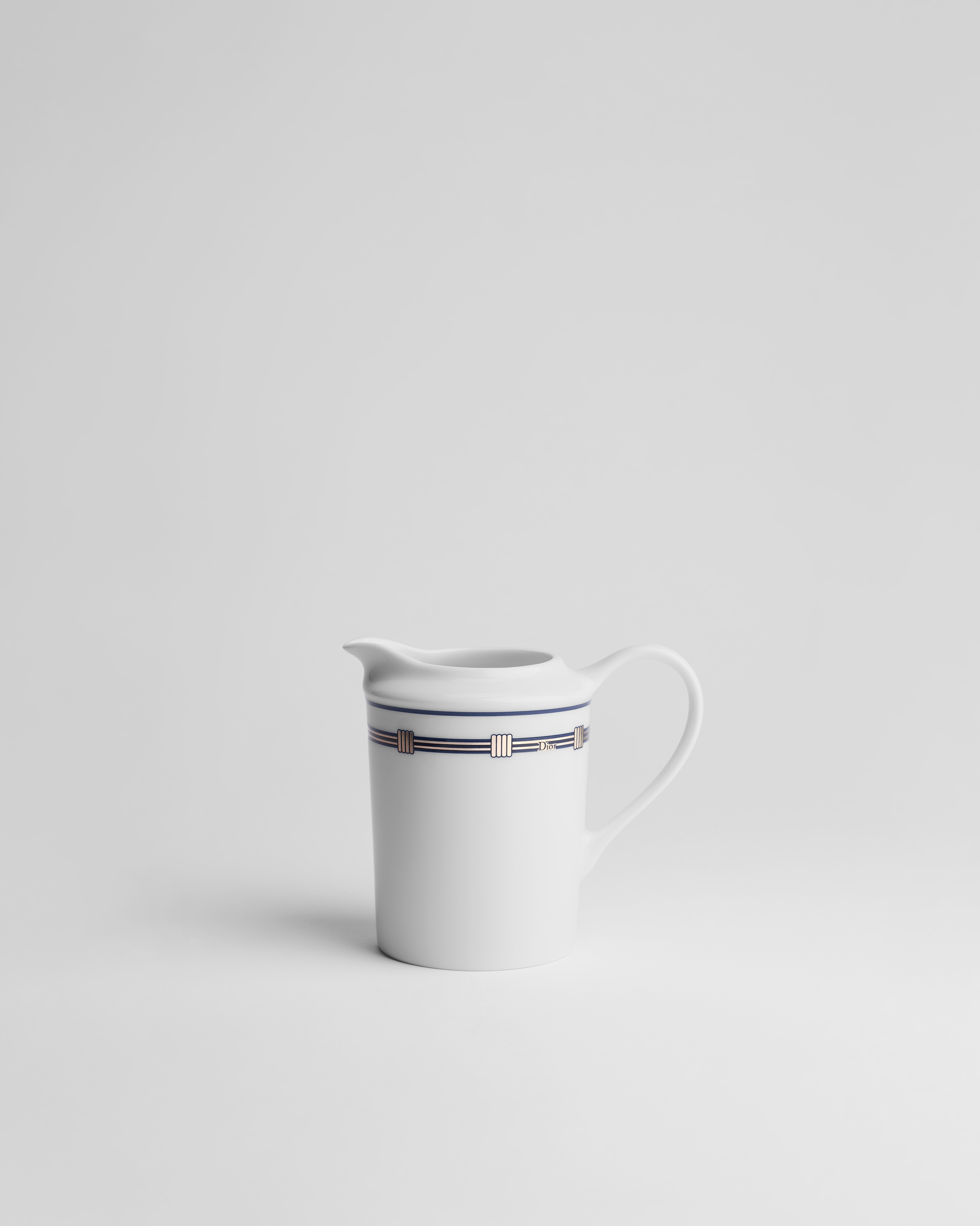 Crémier Porcelaine de Limoges blanche à motif Godron bleu E01