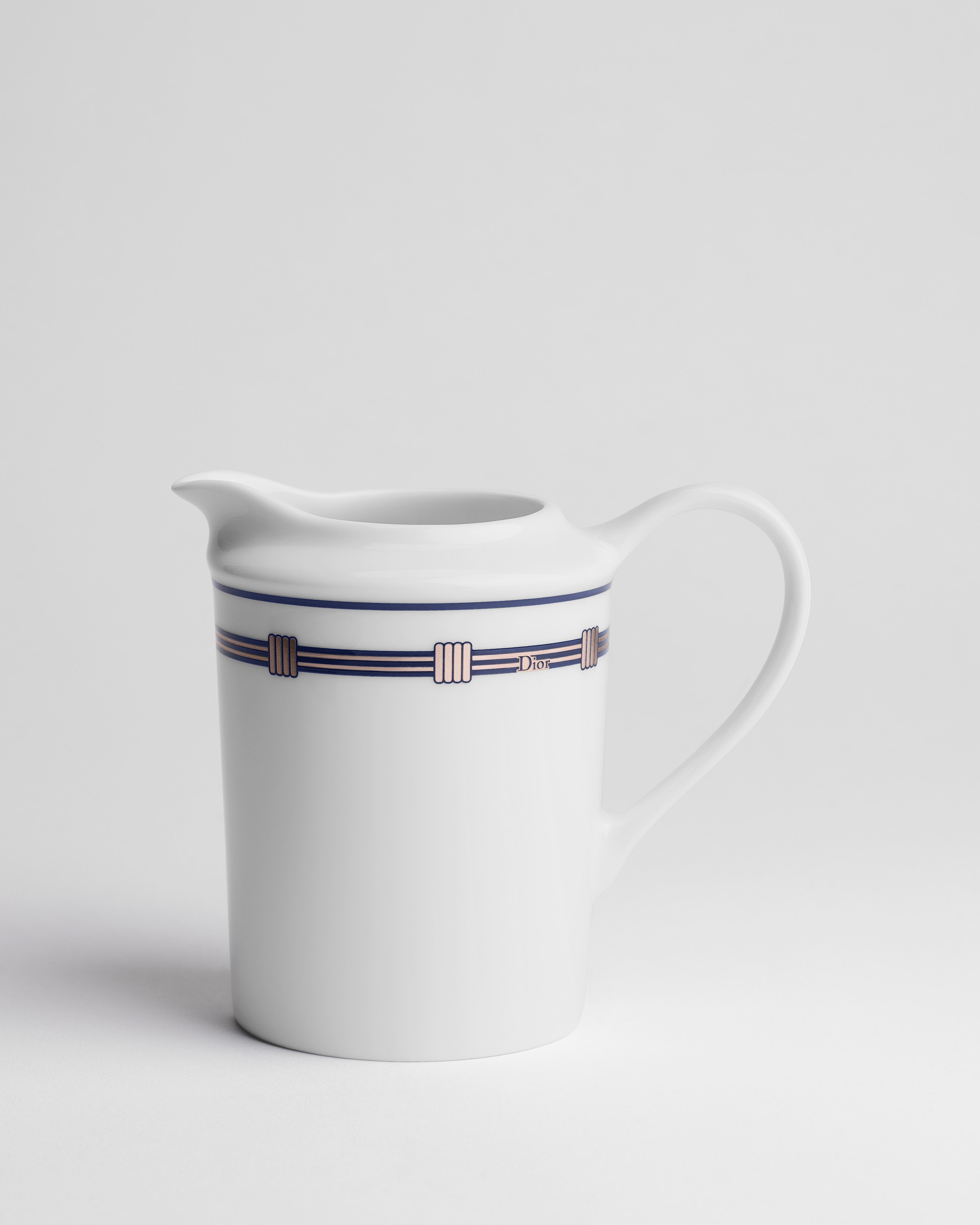 Jarrita para la leche Porcelana de Limoges blanca con motivo Godron azul E01