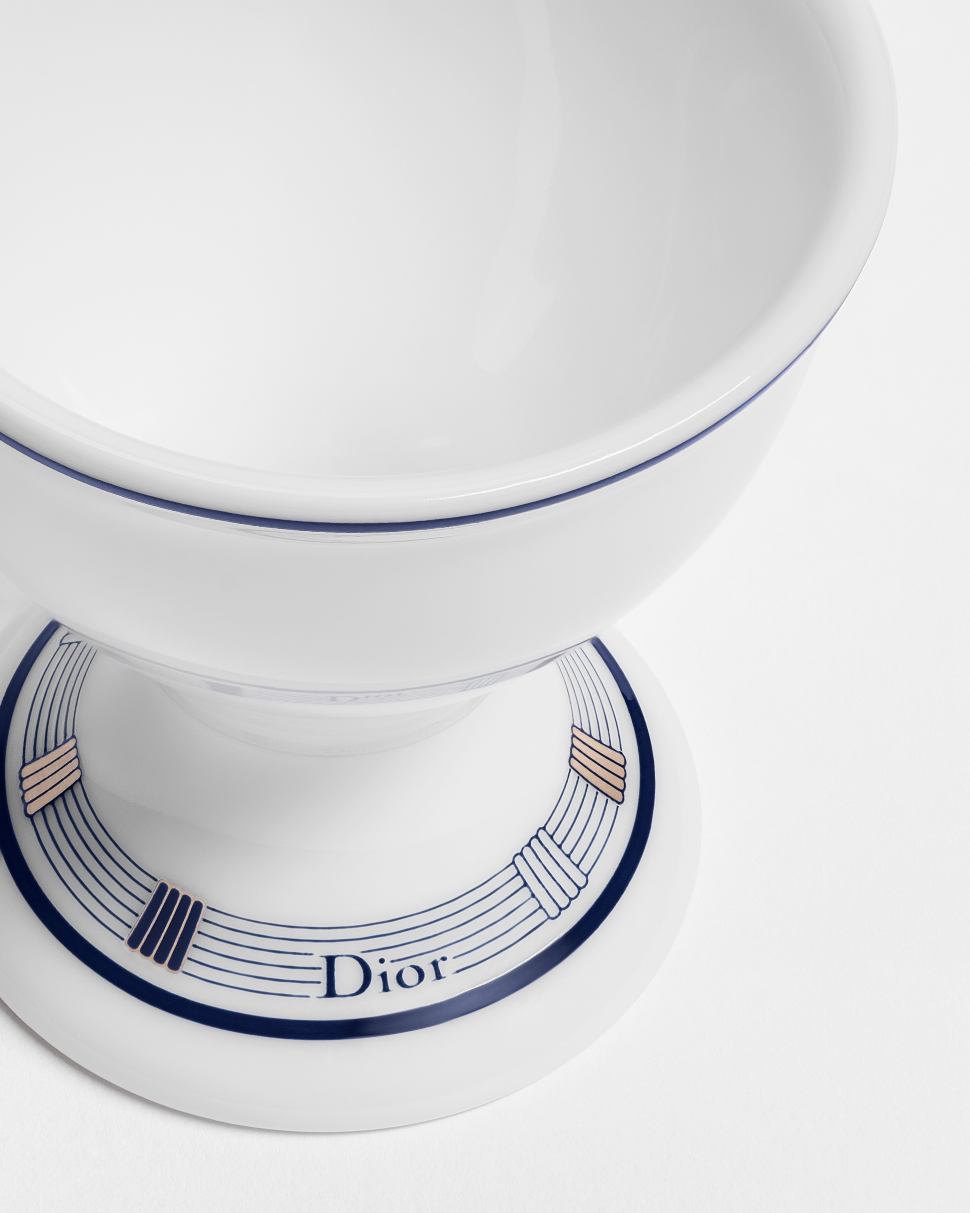 Set of Two Egg Cups White Limoges Porcelain with Blue Godron Motif ...