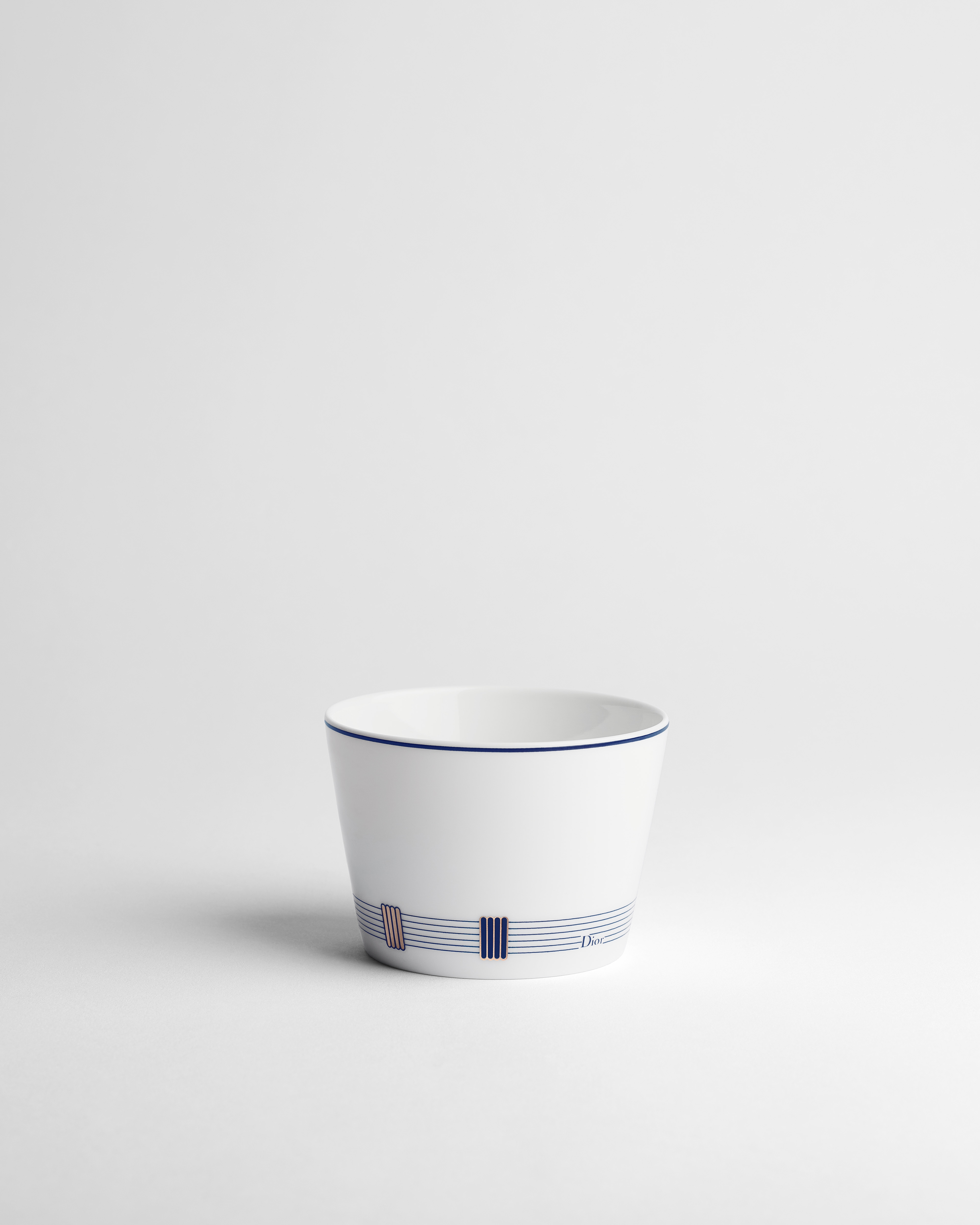 Tumbler White Limoges Porcelain with Blue Godron Motif E01