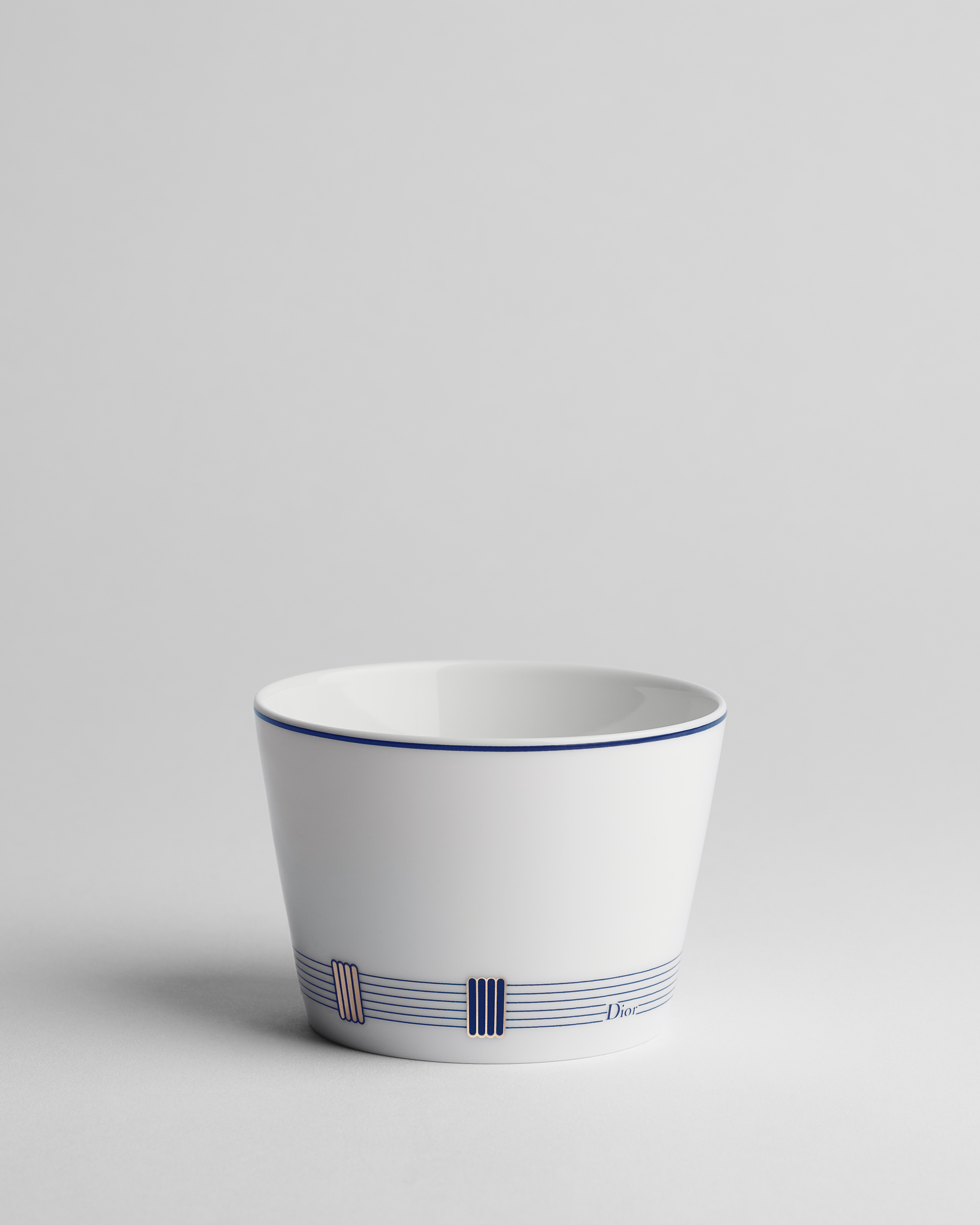 Beker Wit Limoges-porselein met blauw Godron-motief E01