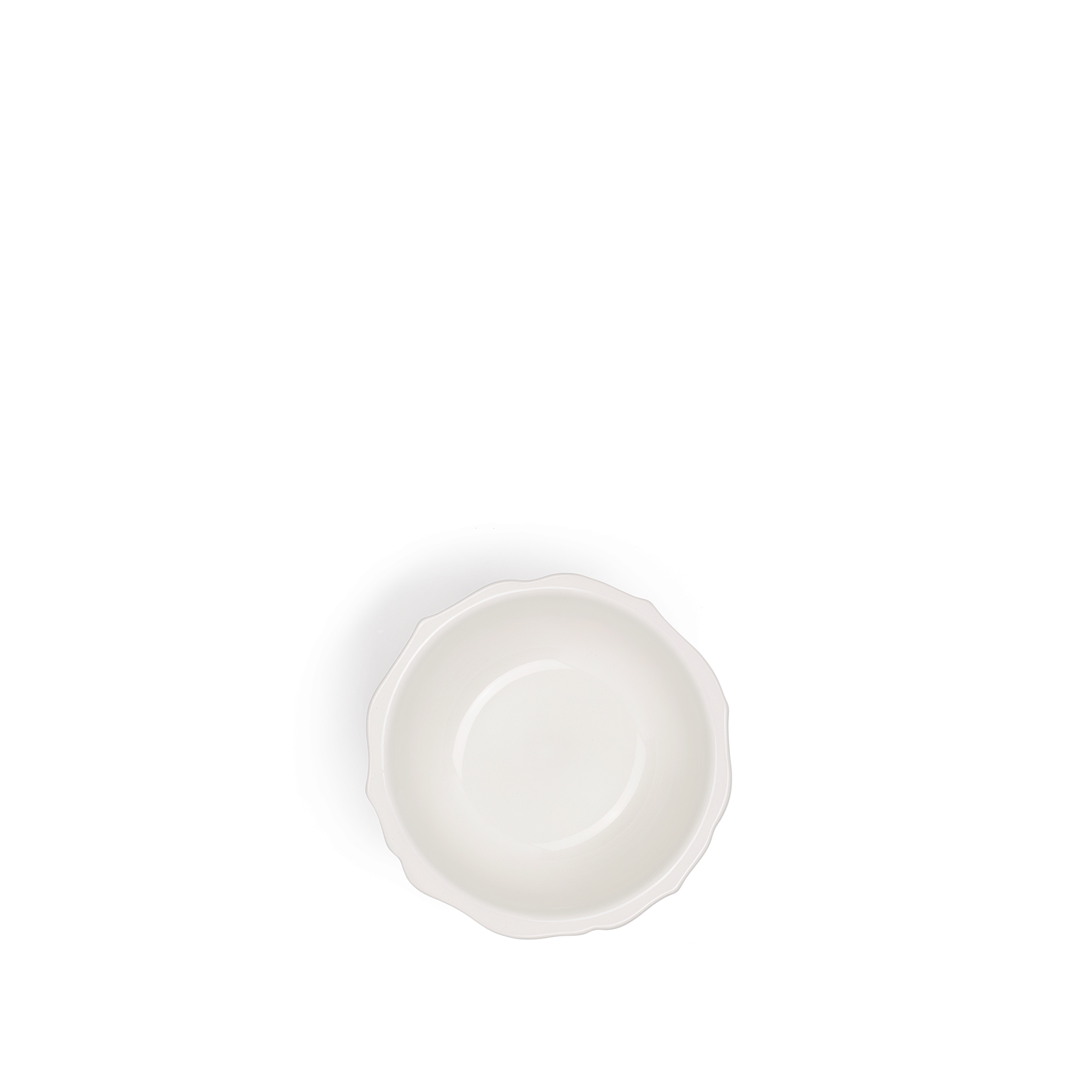 Set of Two Cereal Bowls White Ceramic with Raised Lily Dior Motif E06