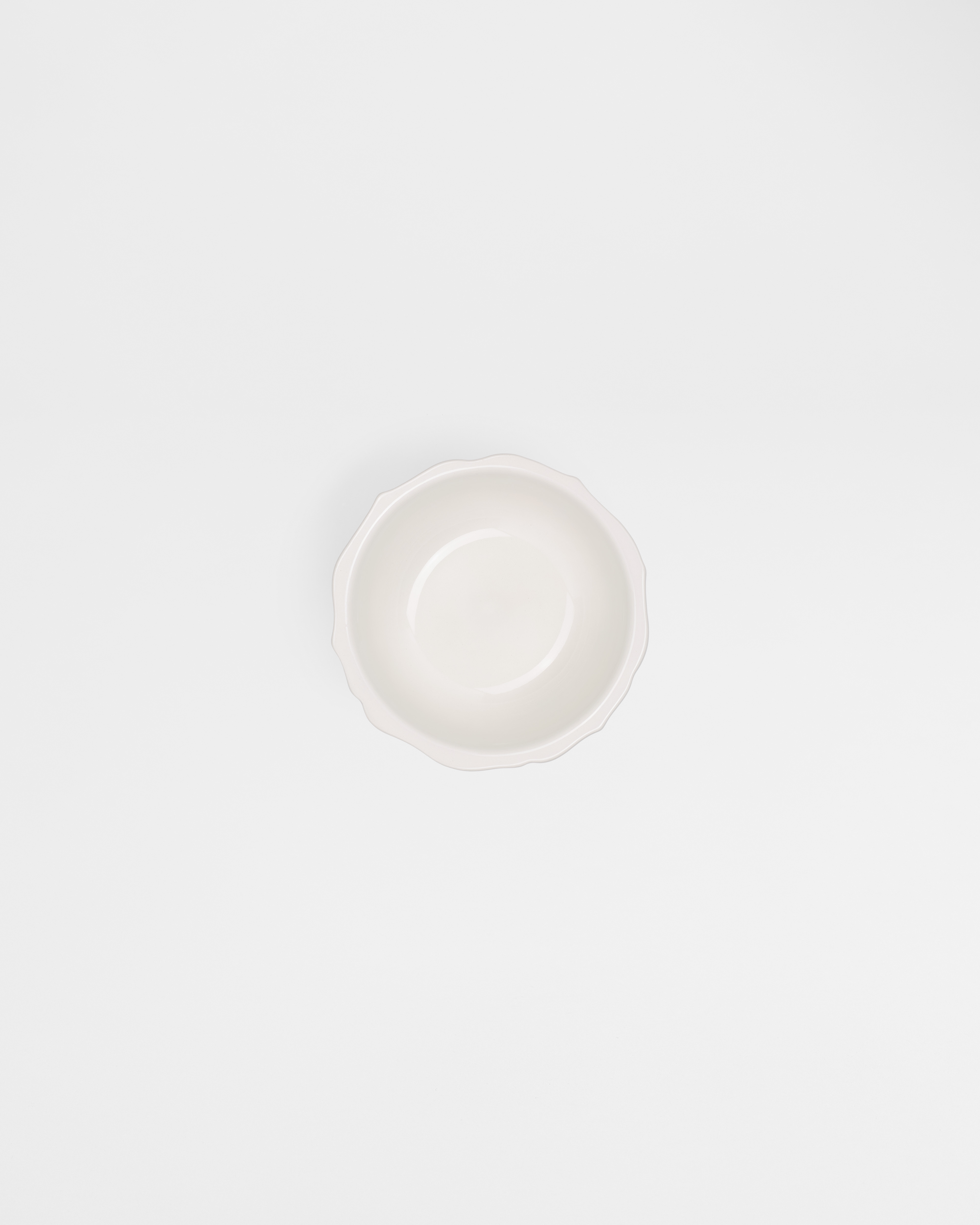 Set of Two Cereal Bowls White Ceramic with Raised Lily Dior Motif E06