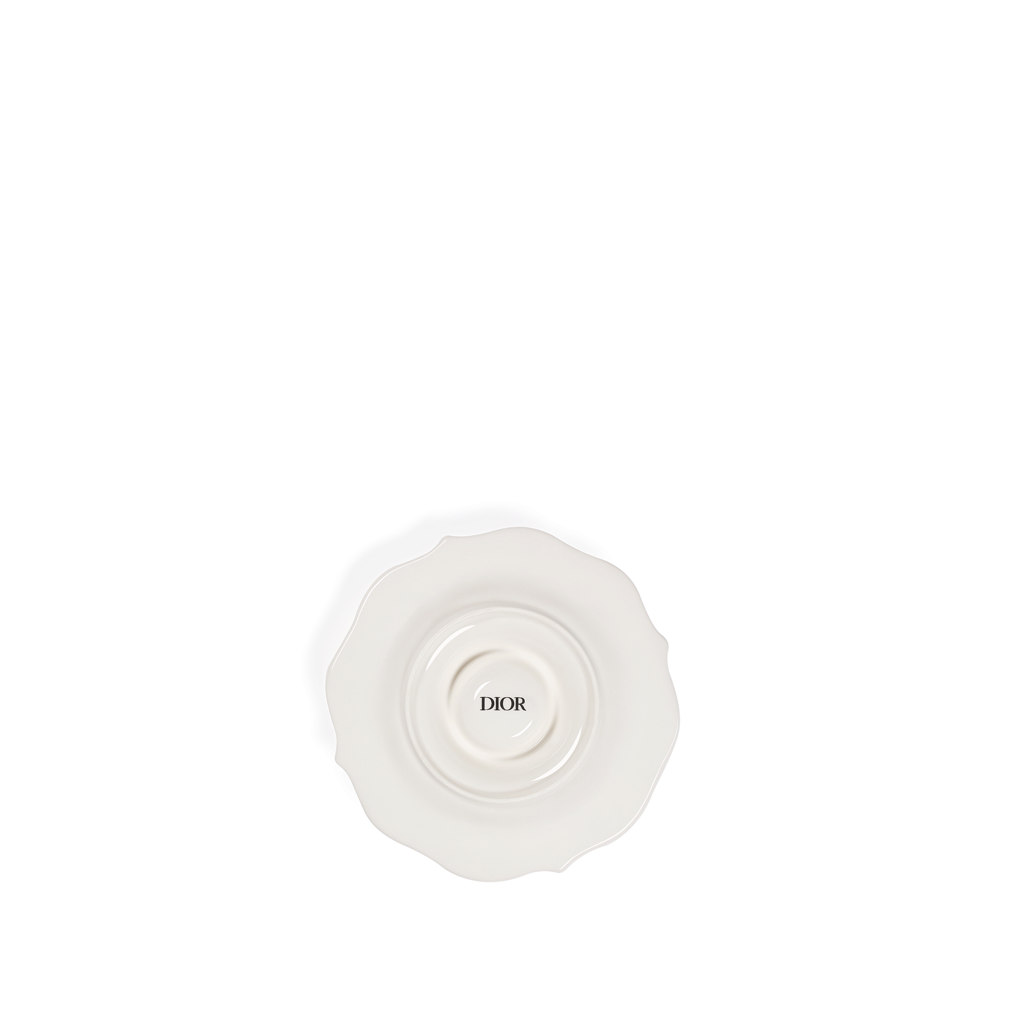 Set of Two Egg Cups White Ceramic with Raised Lily Dior Motif E08