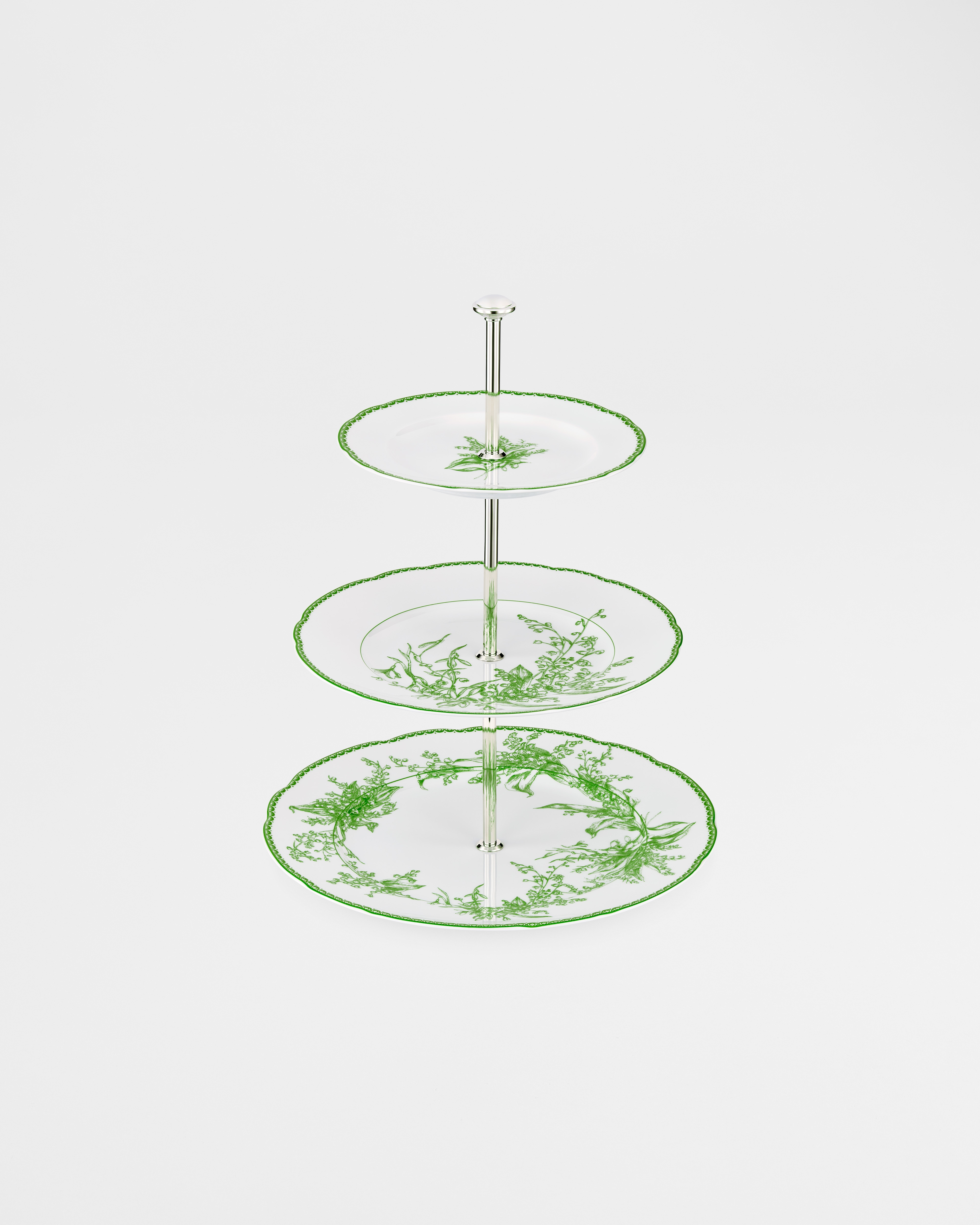 Alzatina a tre piani Lily of the Valley verde E01