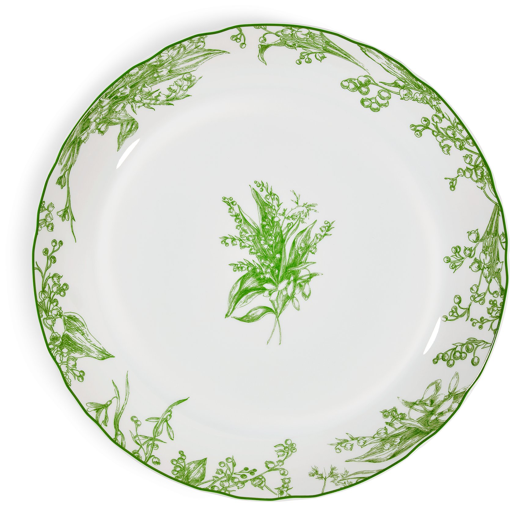 Deep Round Platter Lily of the Valley, Green