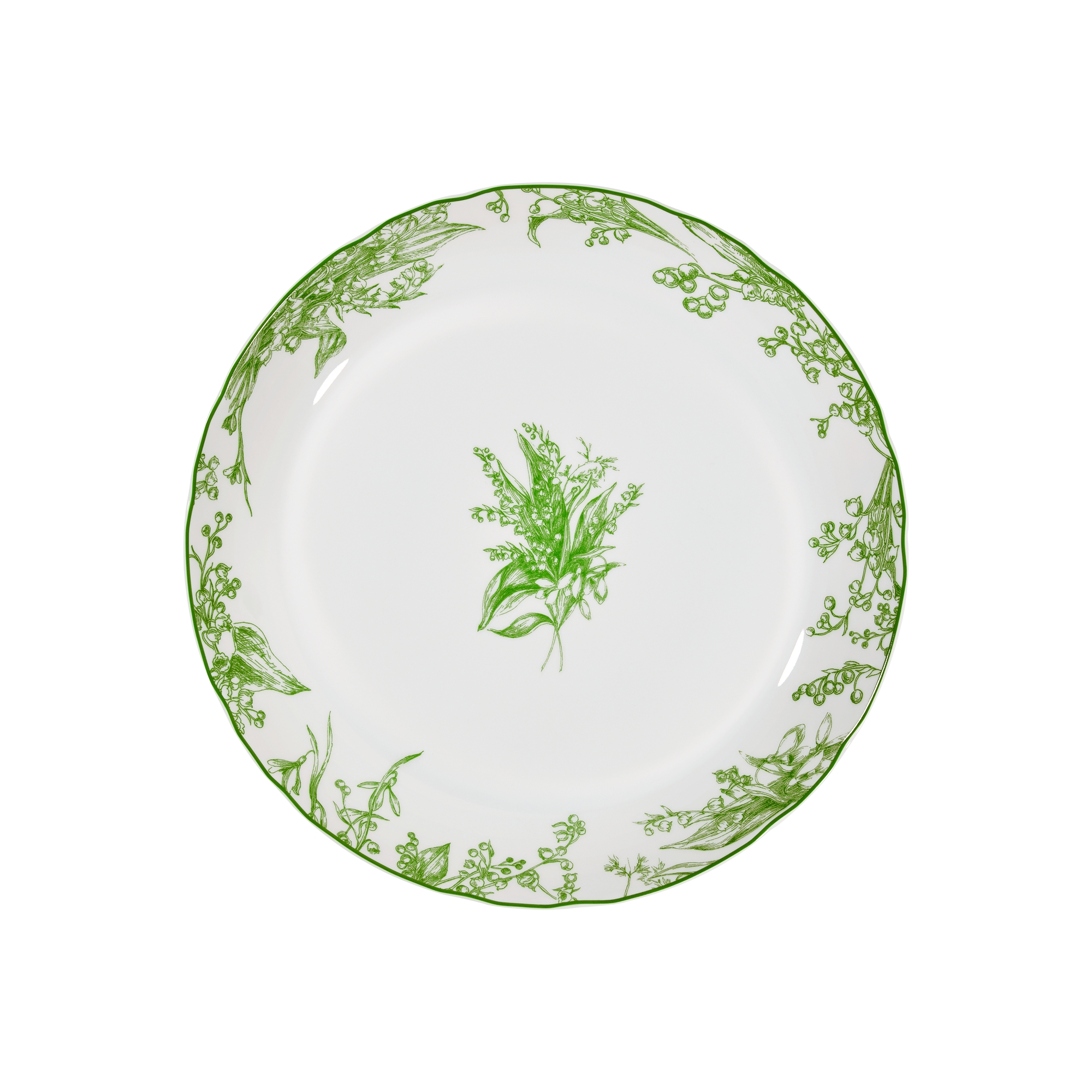 Deep Round Platter Lily of the Valley, Green | DIOR