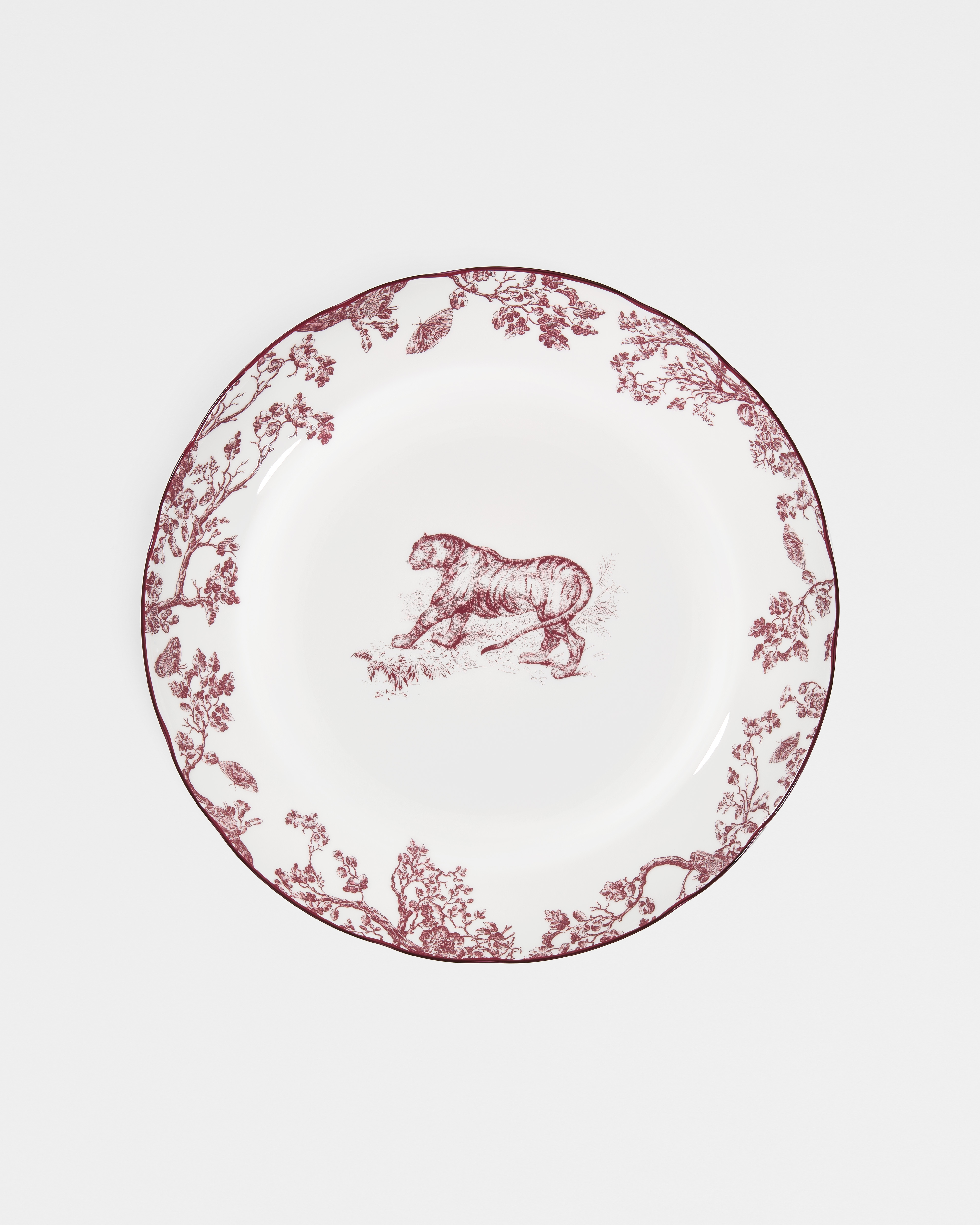 Piatto decorativo rotondo Toile de Jouy bordeaux E01
