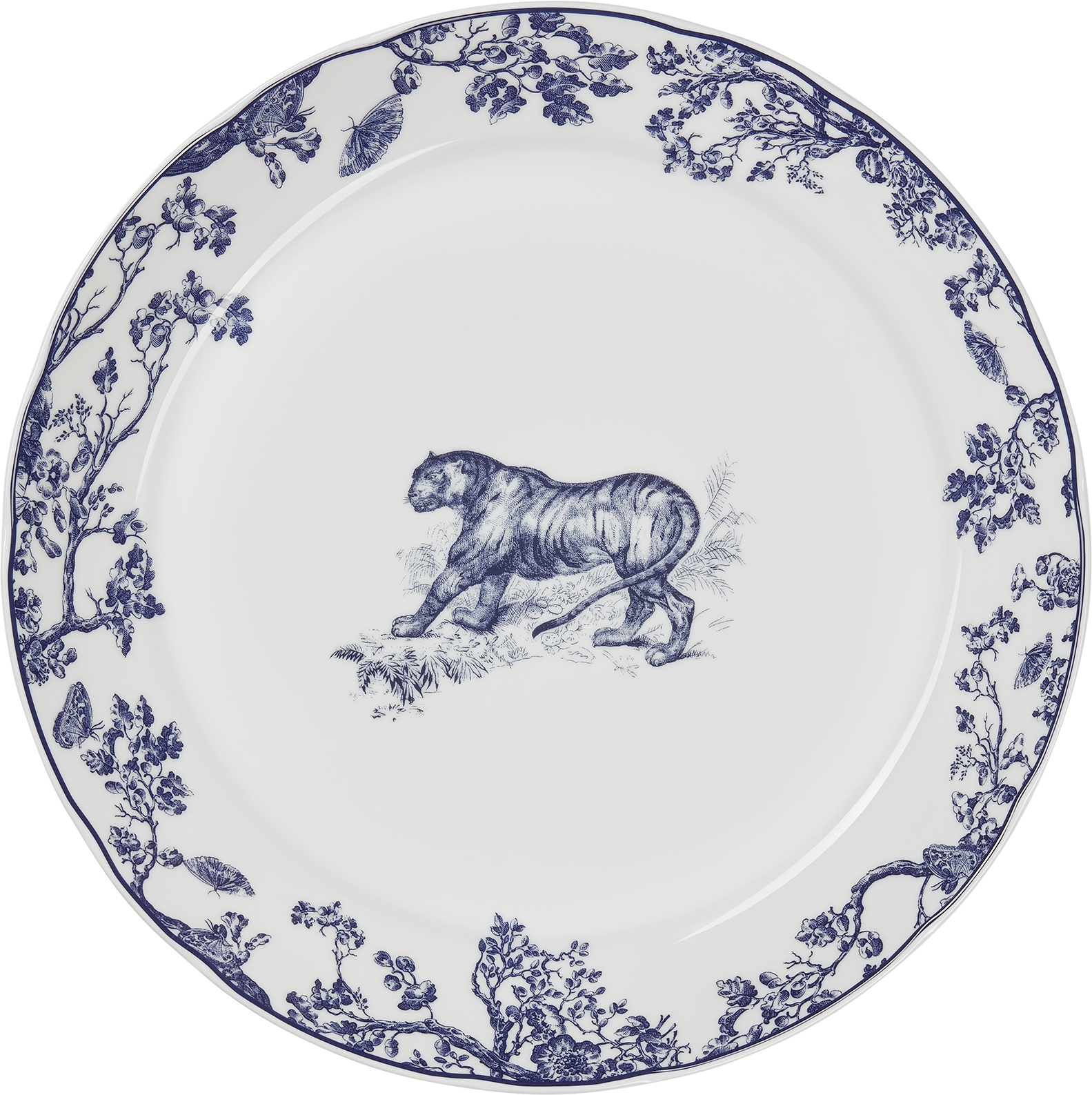 Deep Round Platter White and Blue Toile de Jouy | DIOR