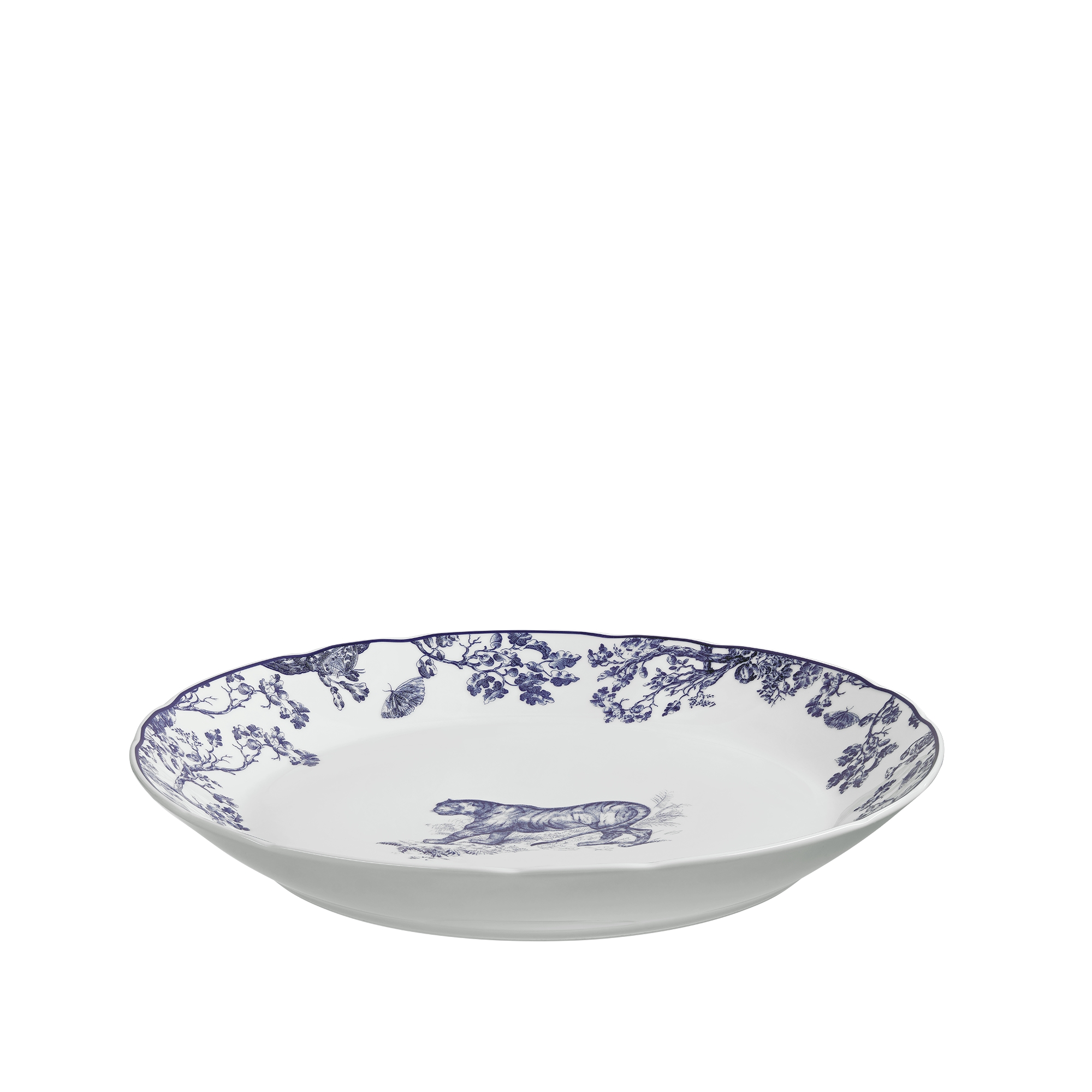 Deep Round Platter White and Blue Toile de Jouy E03