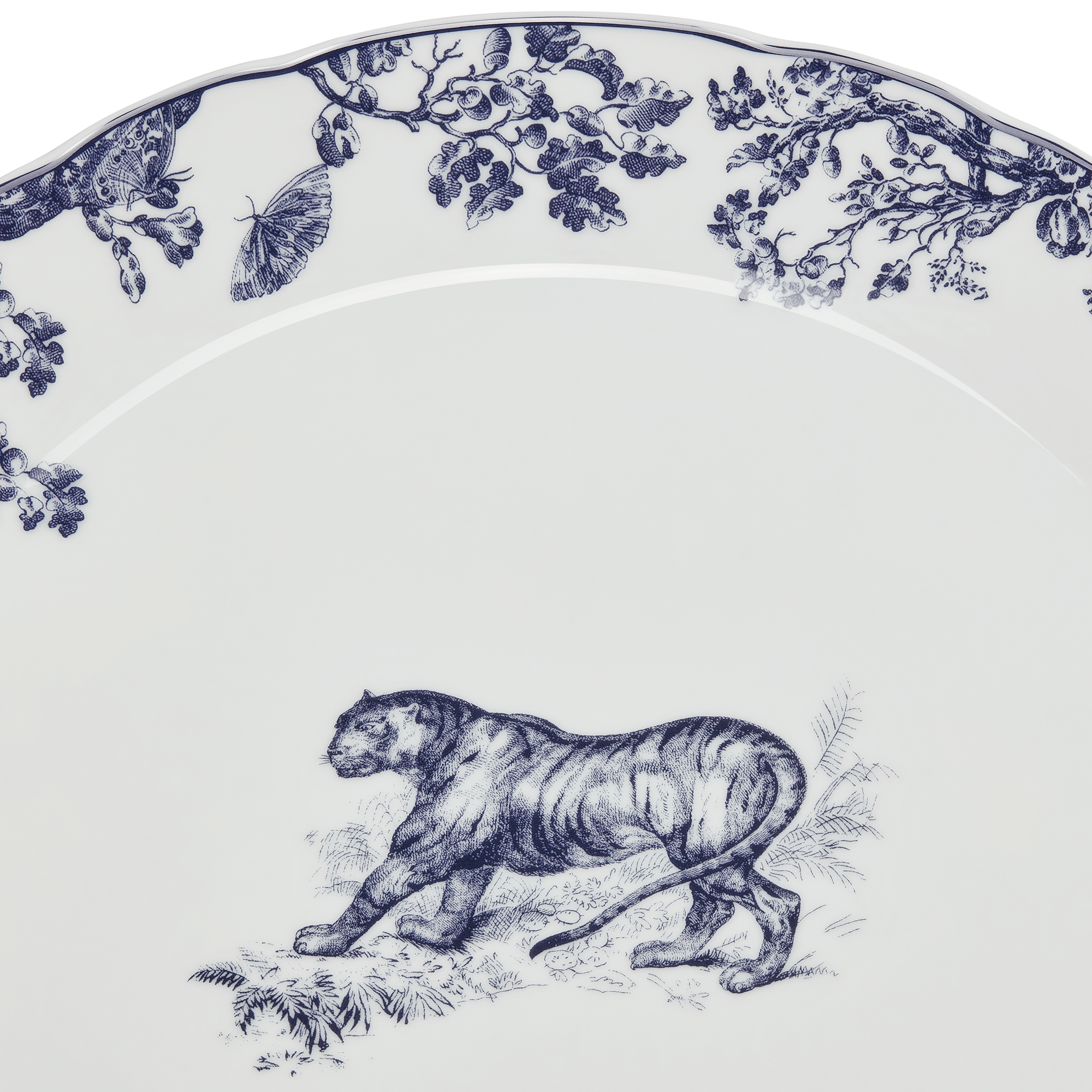 Deep Round Platter White and Blue Toile de Jouy E09