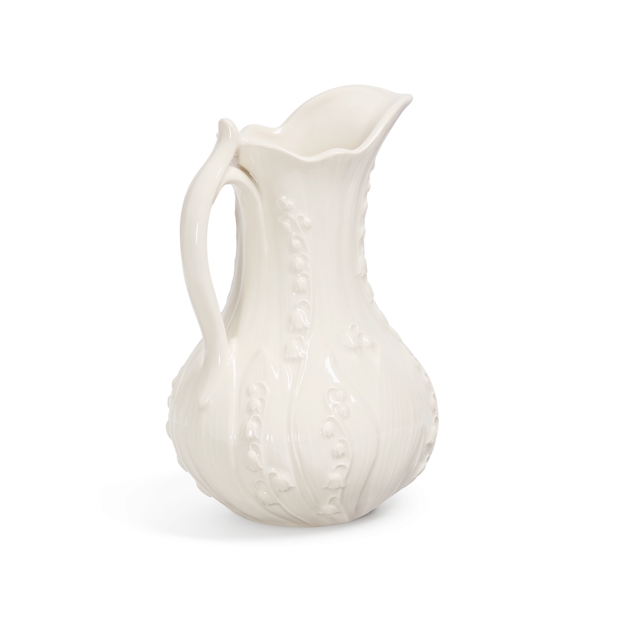 Jarra Cerámica blanca con motivo Lily Dior en relieve E05