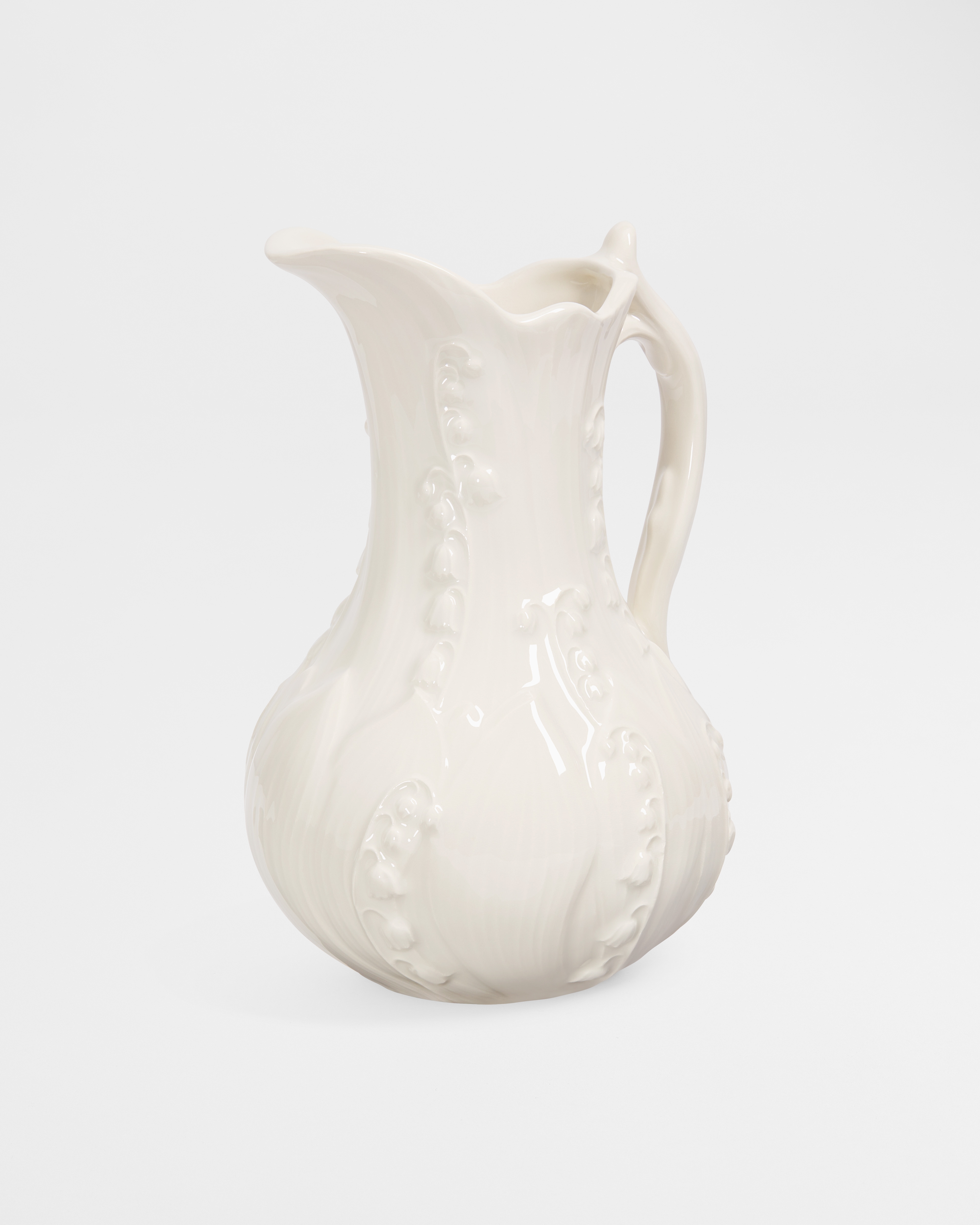 Carafe White Ceramic with Raised Lily Dior Motif E03