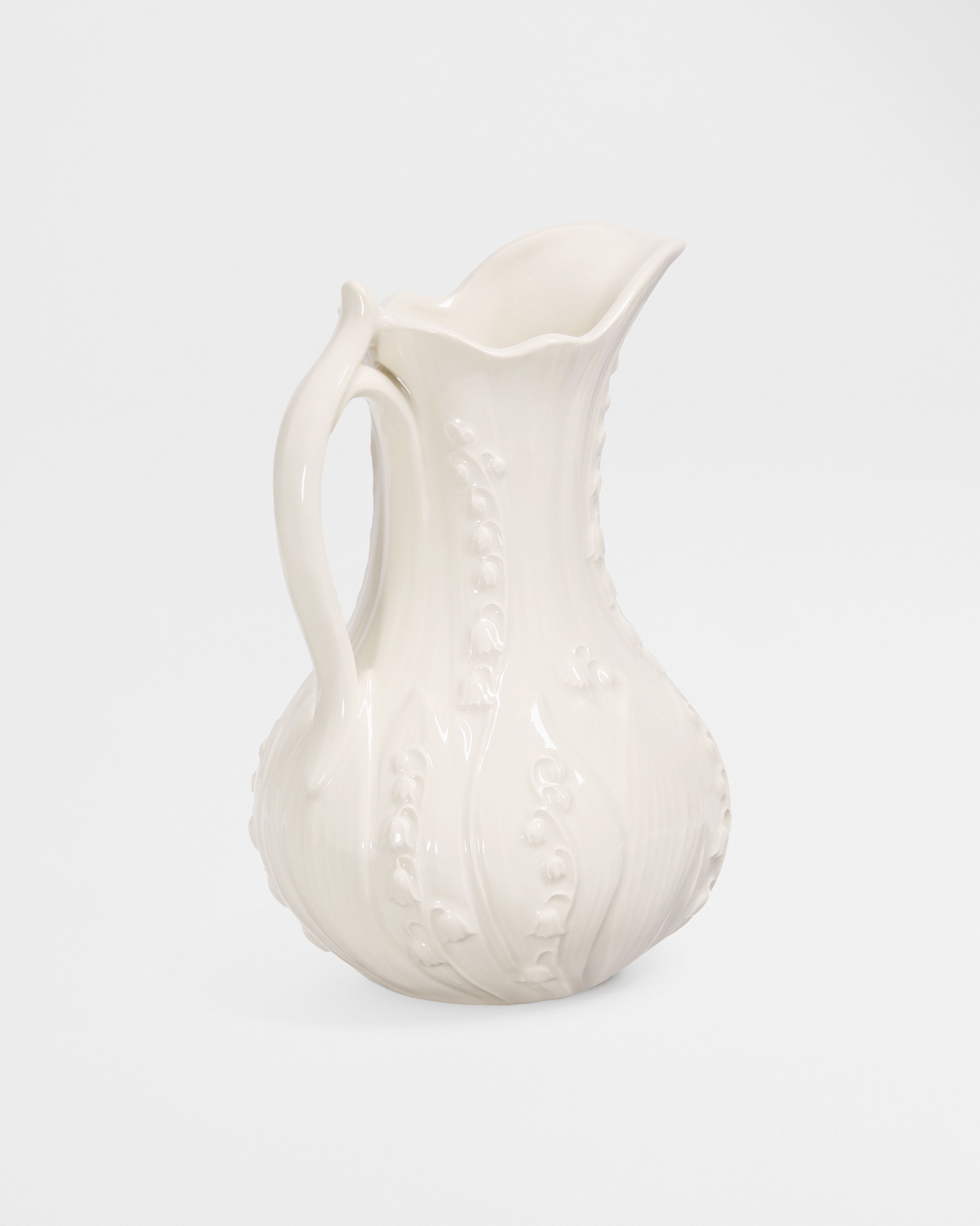 Carafe White Ceramic with Raised Lily Dior Motif E05