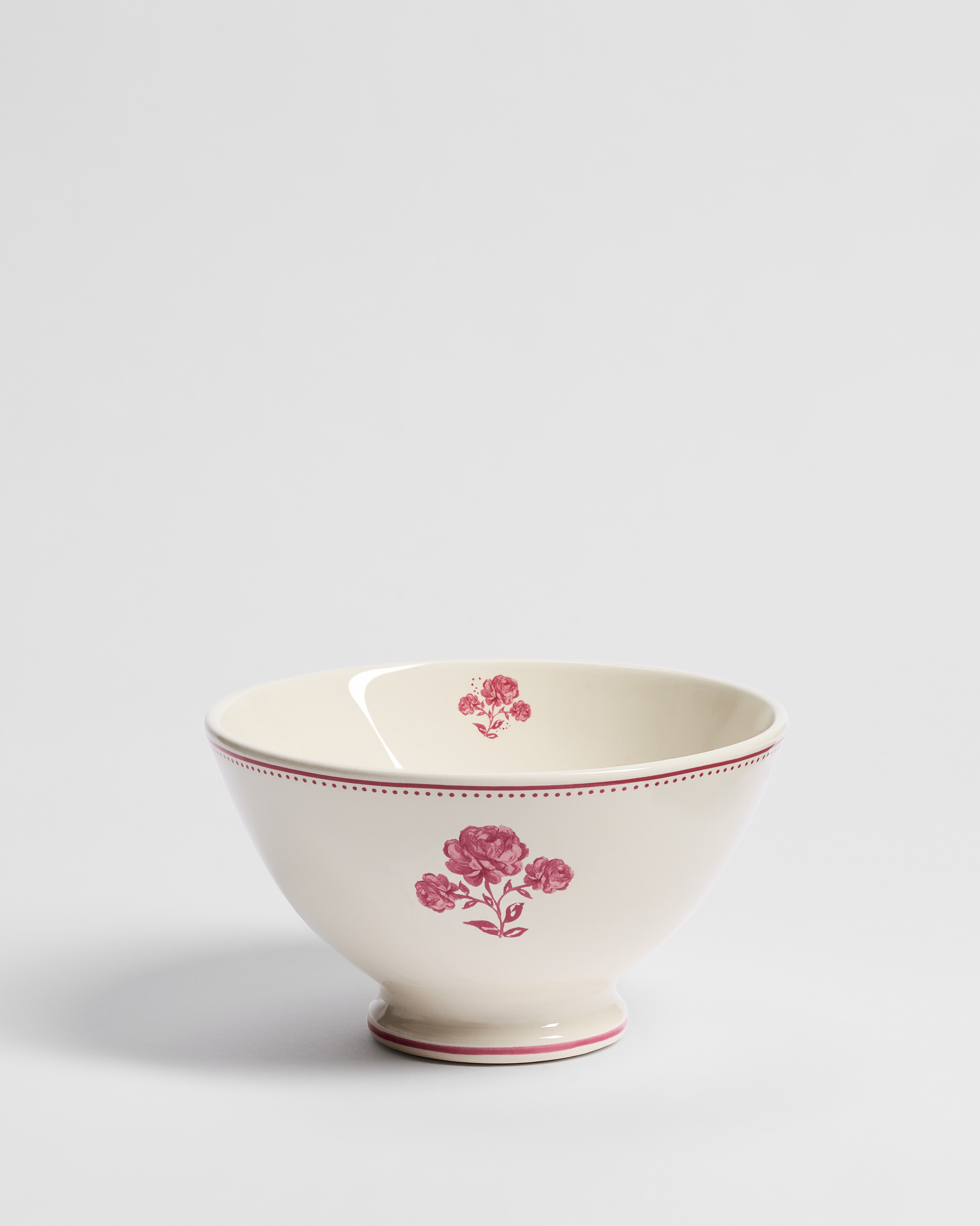 Bowl Ecru and Pink Earthenware with Rose Motif | DIOR US