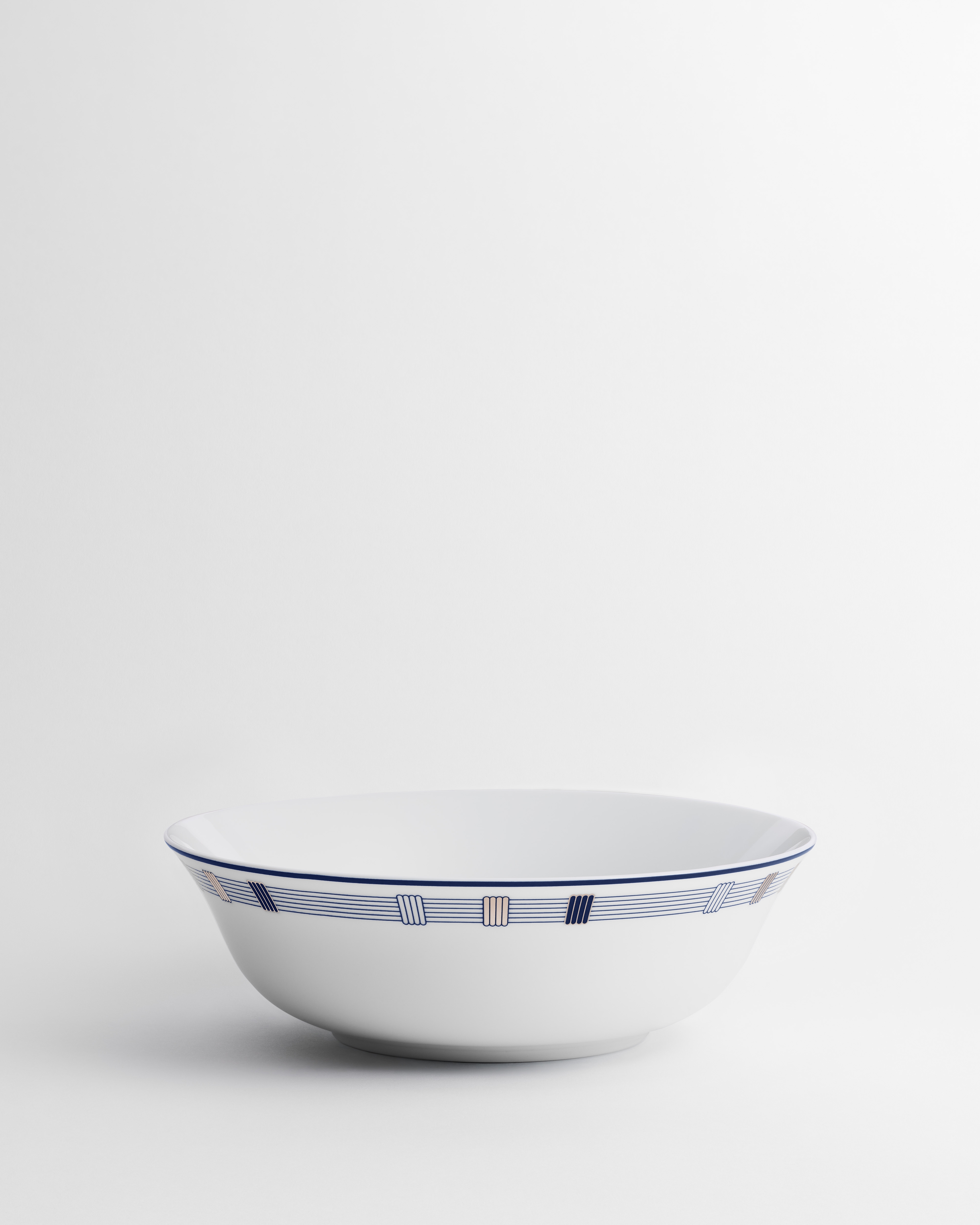 Saladeschaal Wit Limoges-porselein met blauw Godron-motief E01