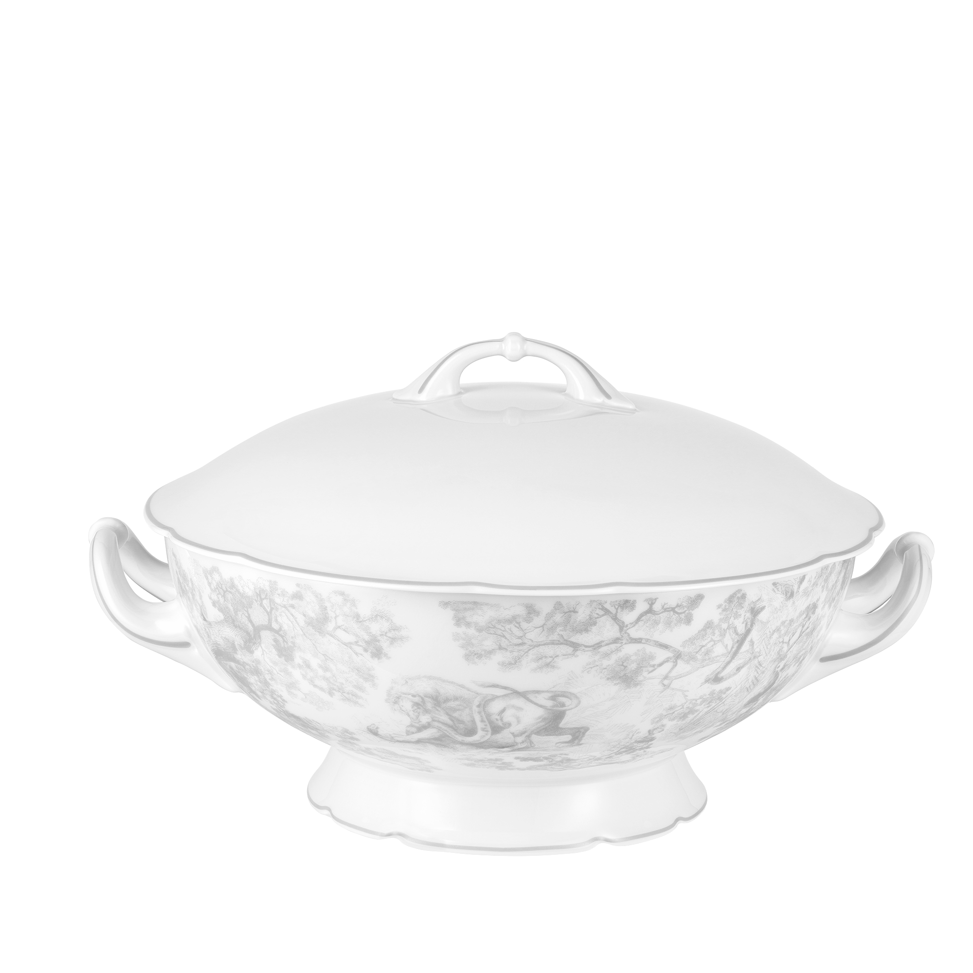 Terrine Grijs Toile de Jouy-motief E03