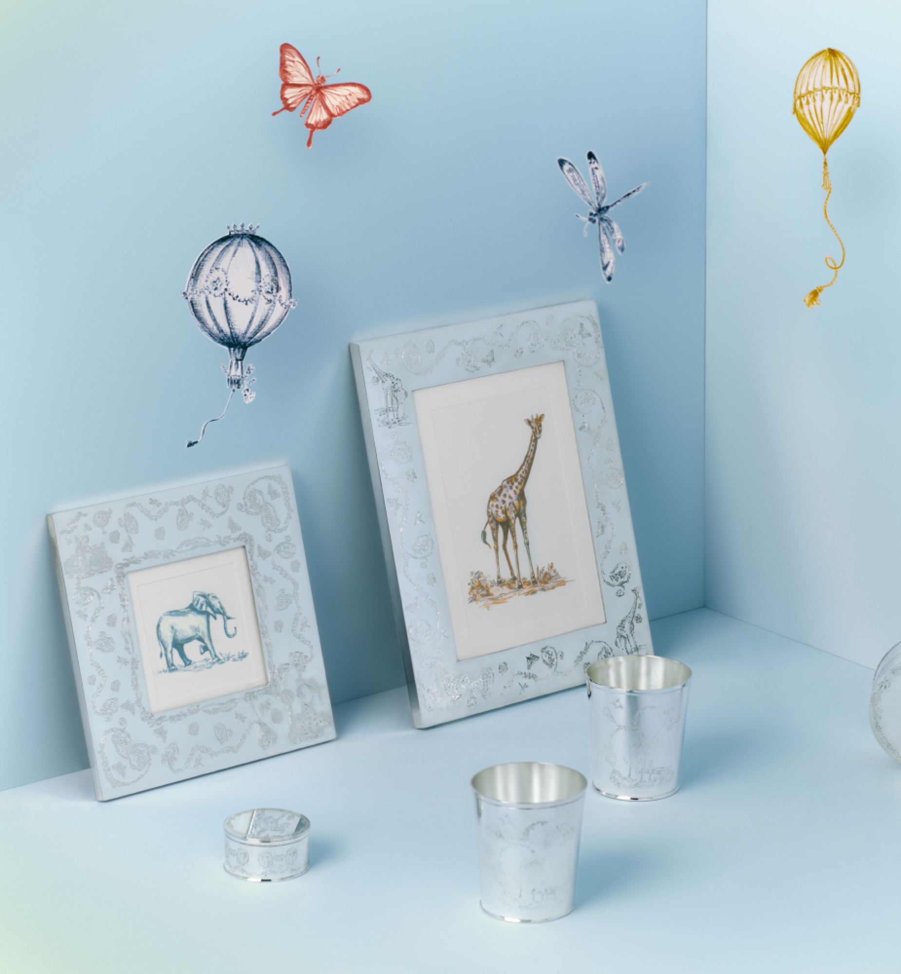 Tumbler Toile de Jouy Innocence Silver-Finish Metal E14