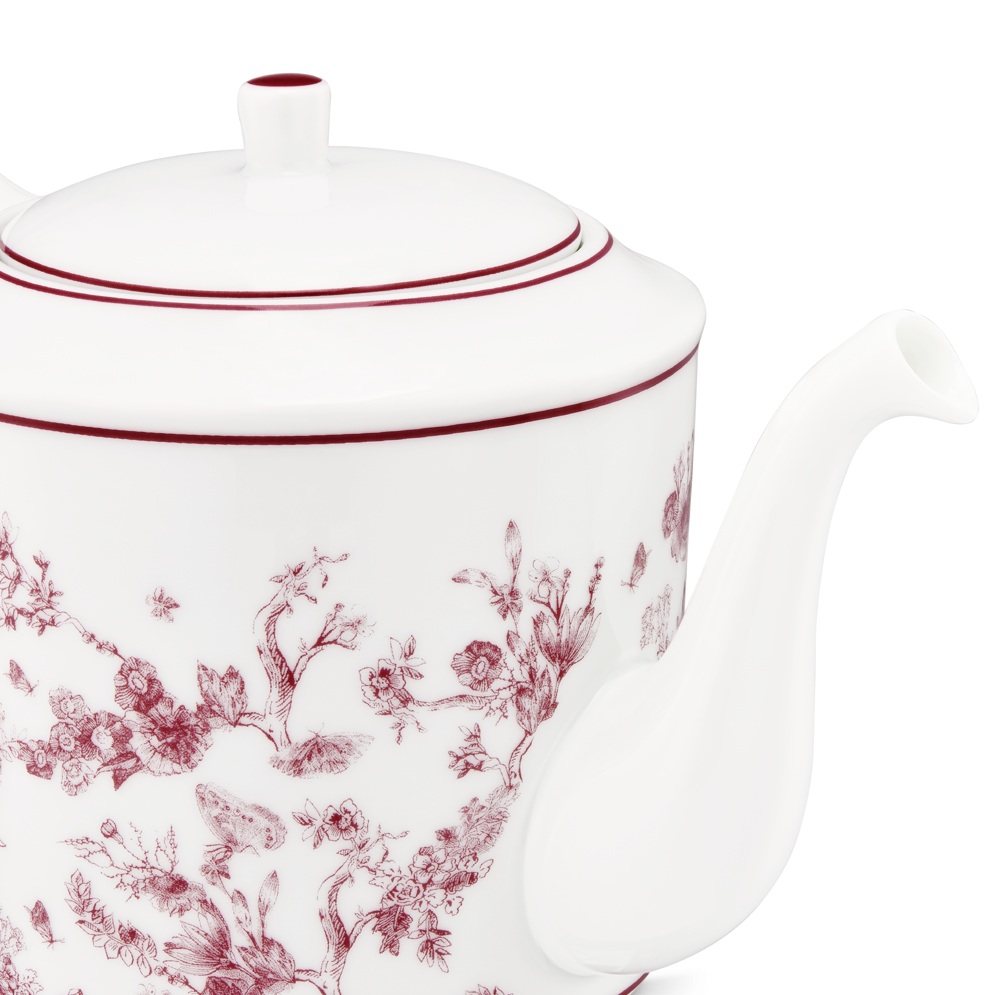 Teapot  Burgundy Toile de Jouy E09