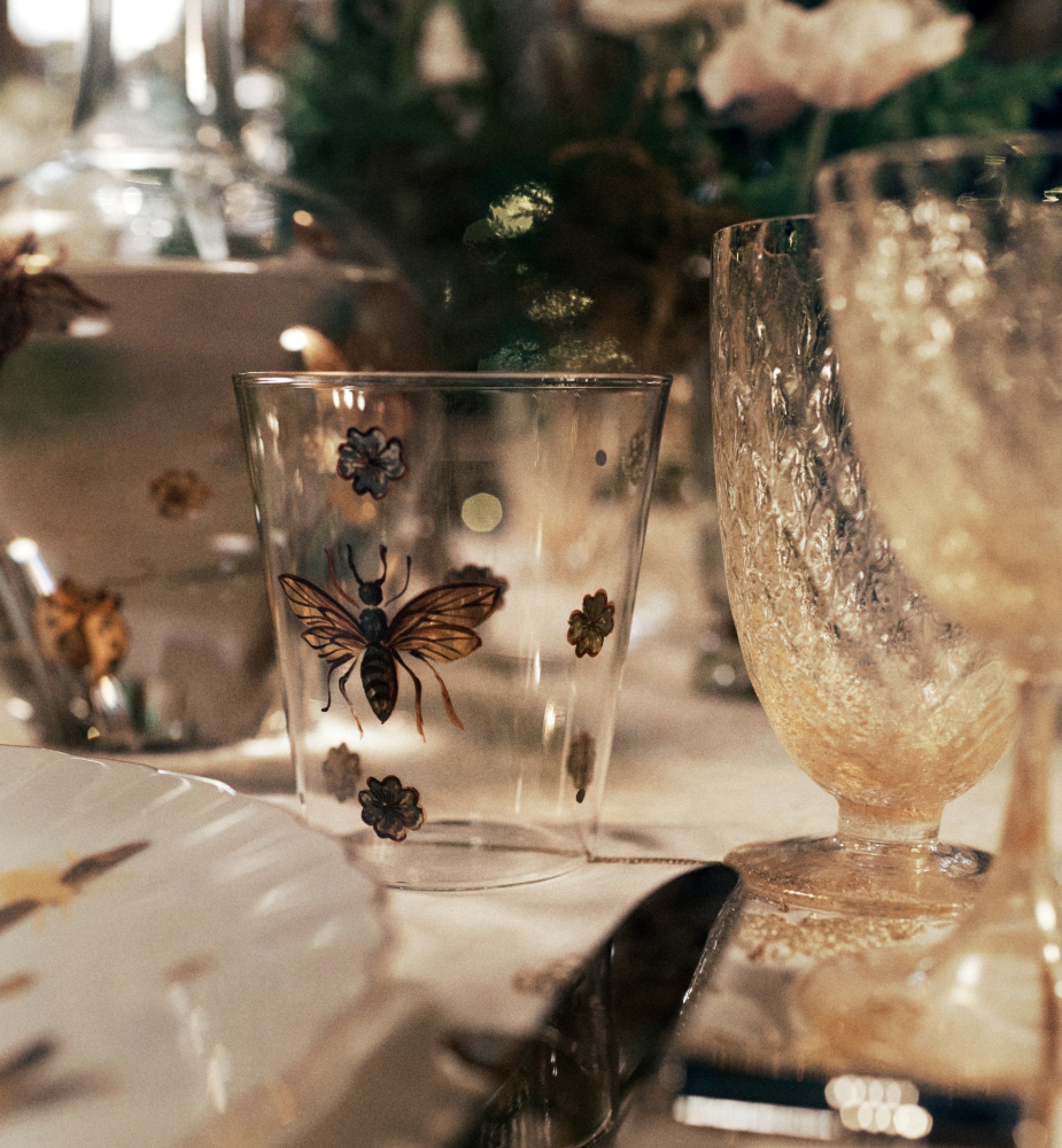 Verre à eau Bal des Abeilles, or E12