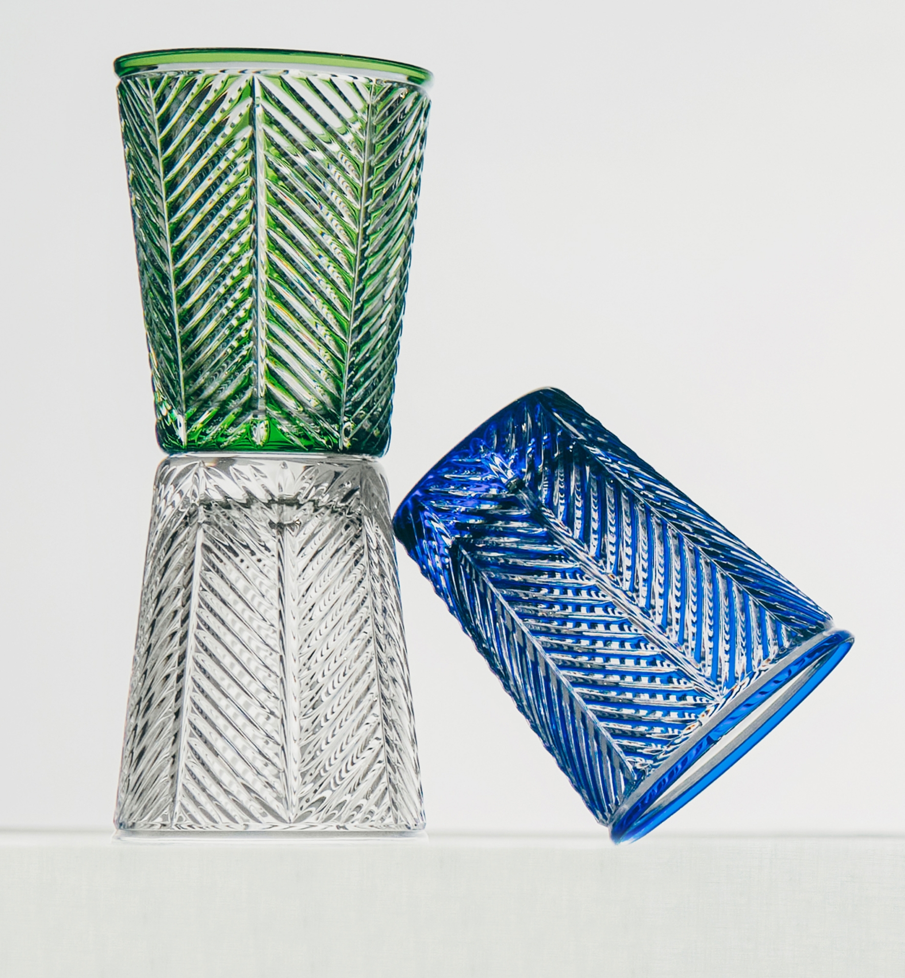 Verre à eau Chevrons, bleu E13