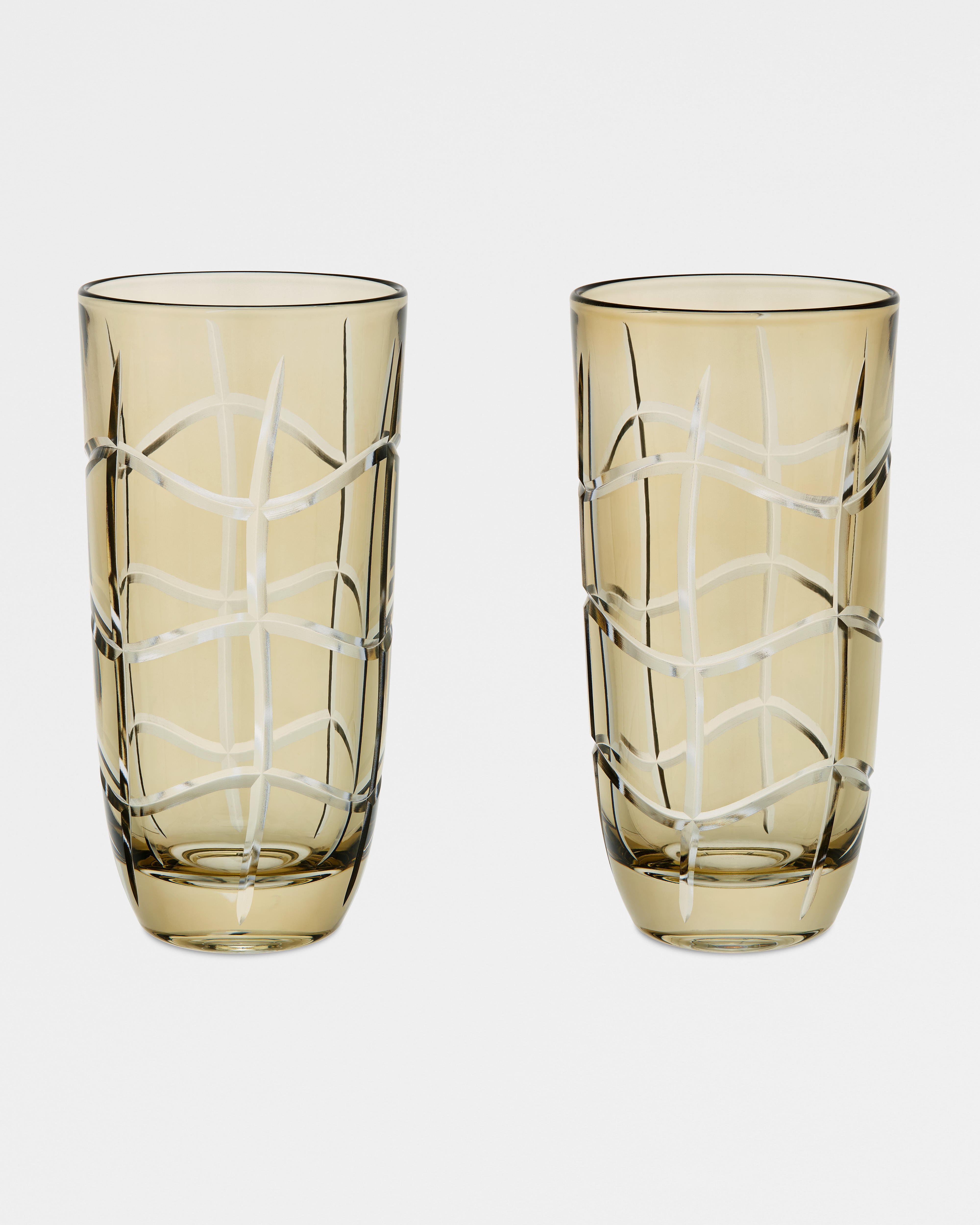 Set of Six Cocktail Glasses Tortoiseshell, Transparent Beige Crystalline E10