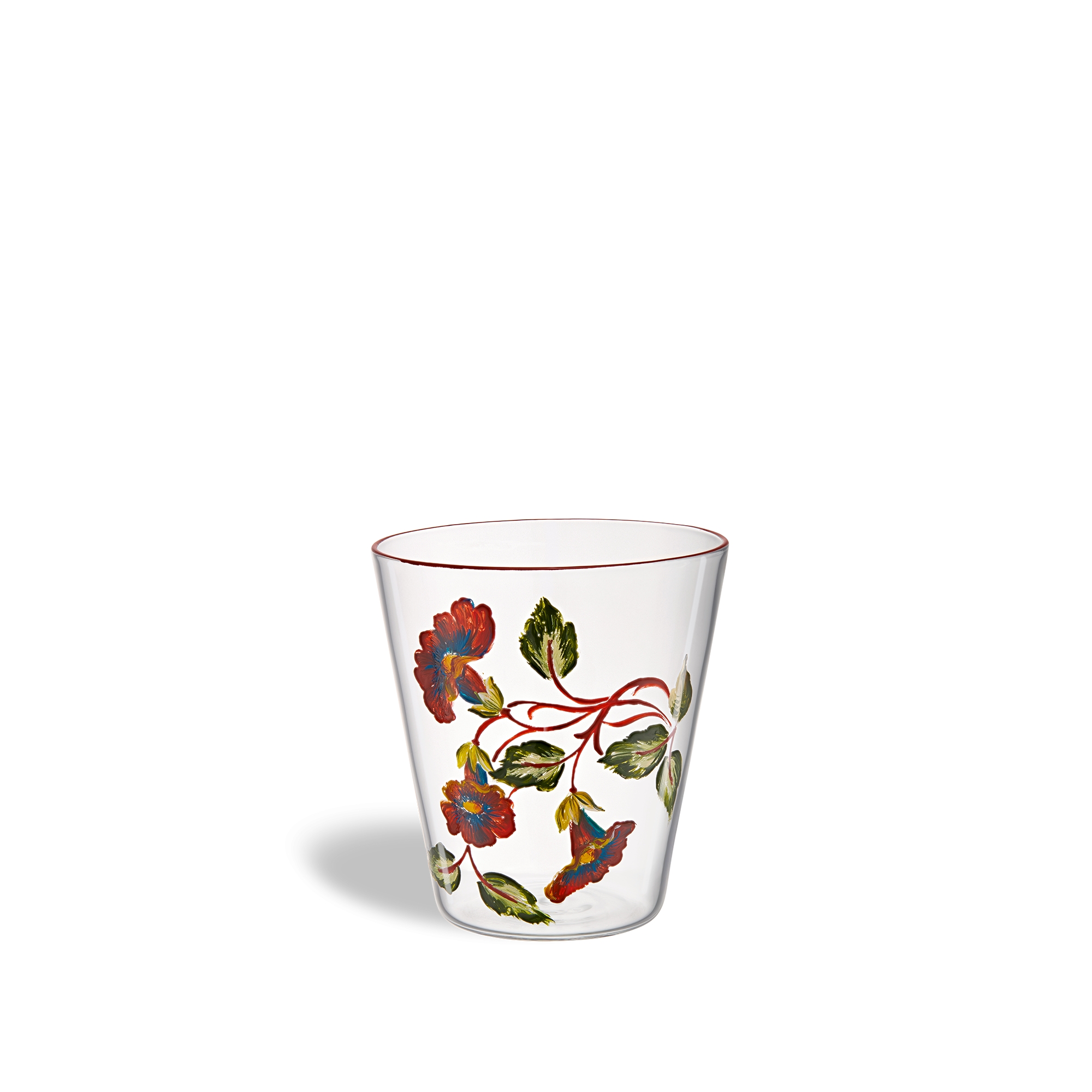 Water Glass Glass with Multicolor Floral Motif E01